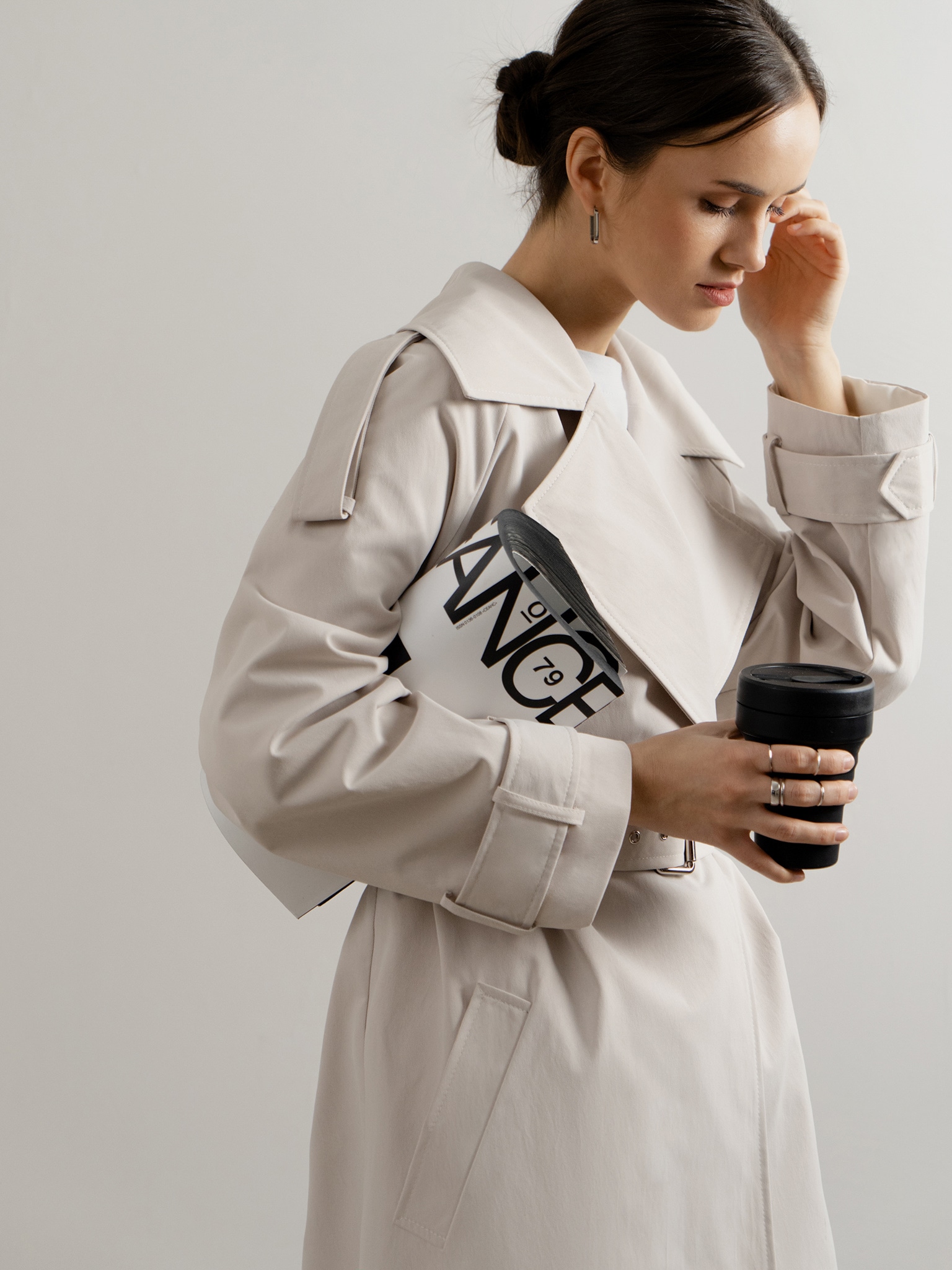 Oversized double-breasted trench coat