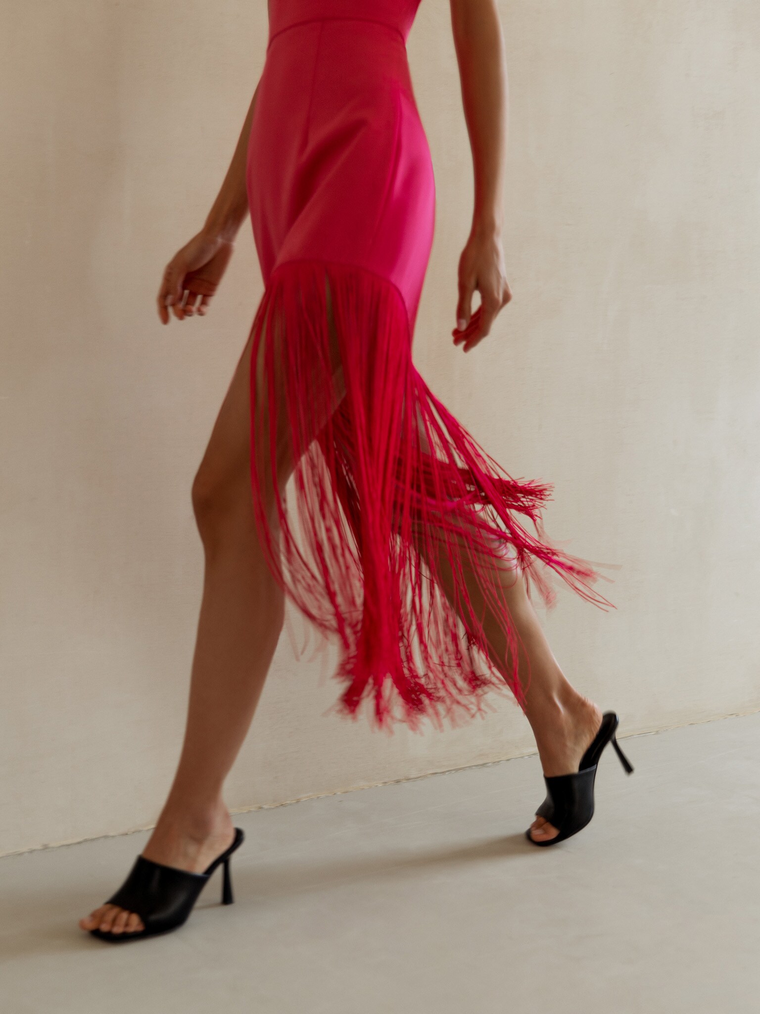 Strapless fringed midi dress LICHI Online fashion store