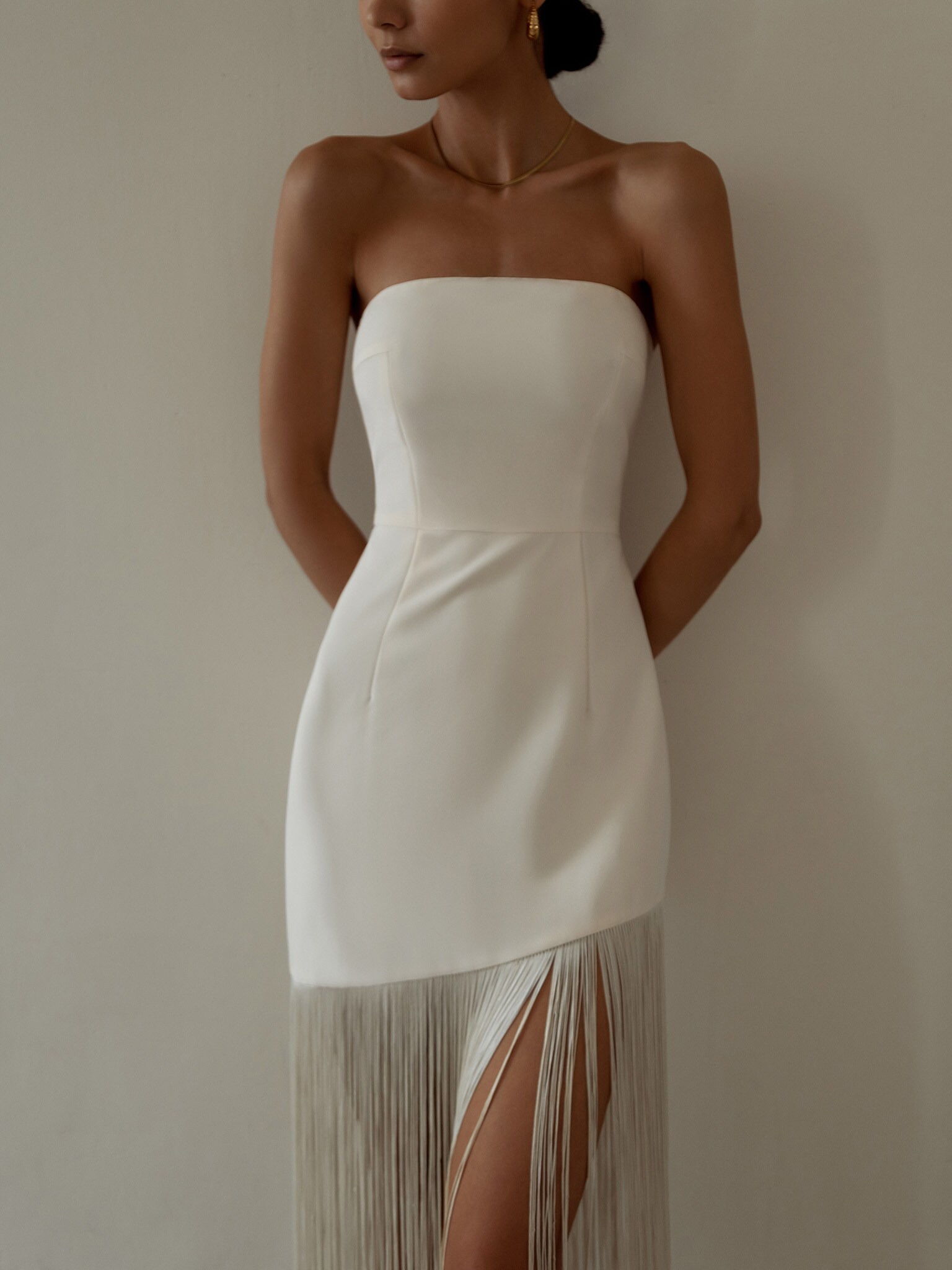 Strapless fringed midi dress LICHI Online fashion store