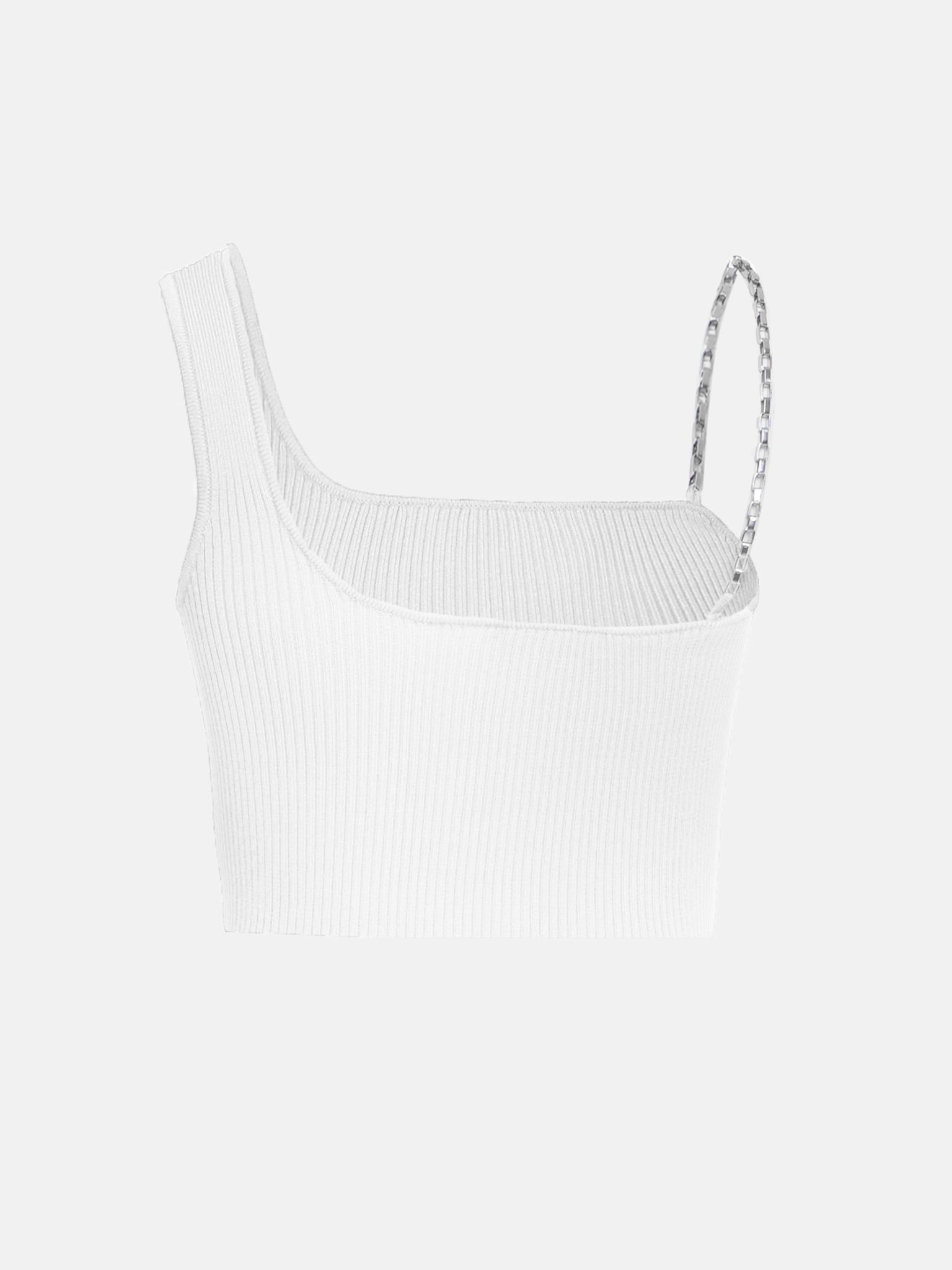 Chain-strap ribbed-jersey top