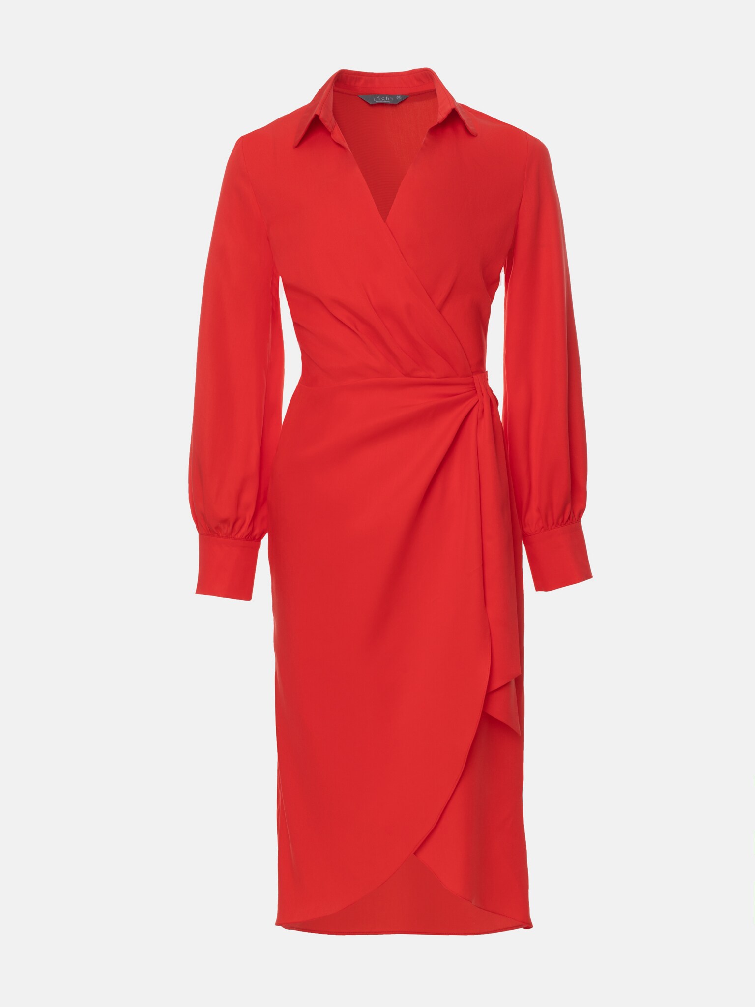 Collared wrap midi dress :: LICHI - Online fashion store