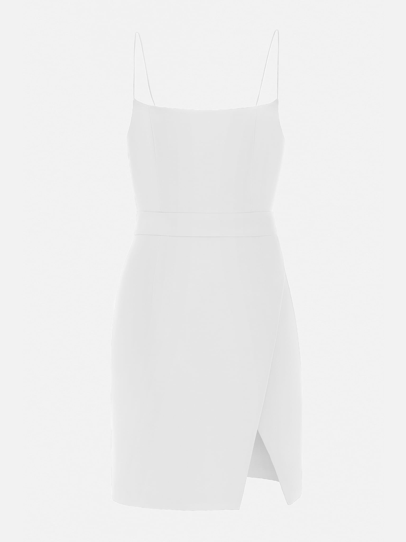 Thin strap front-slit mini dress