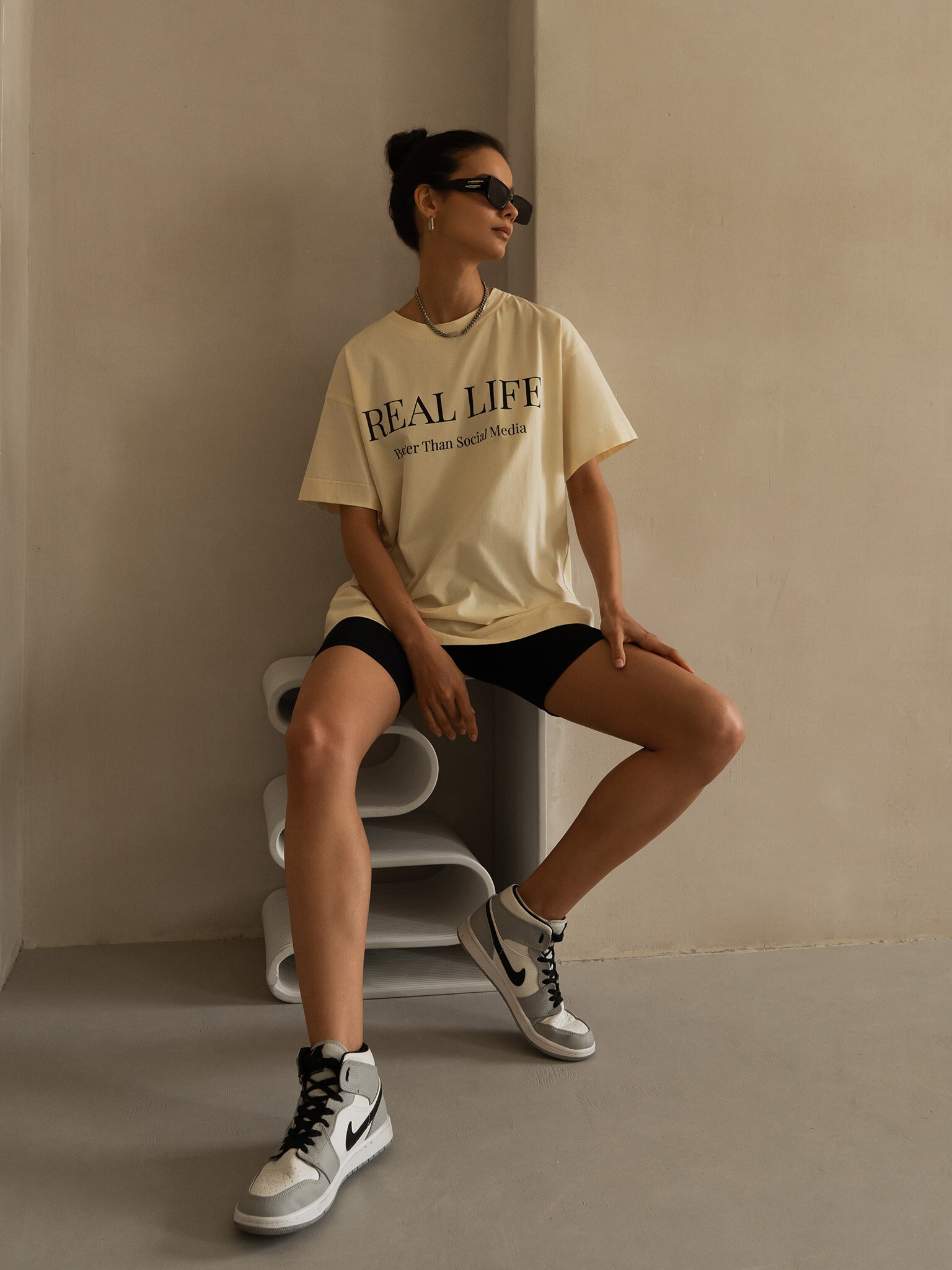 Text-printed cotton T-shirt