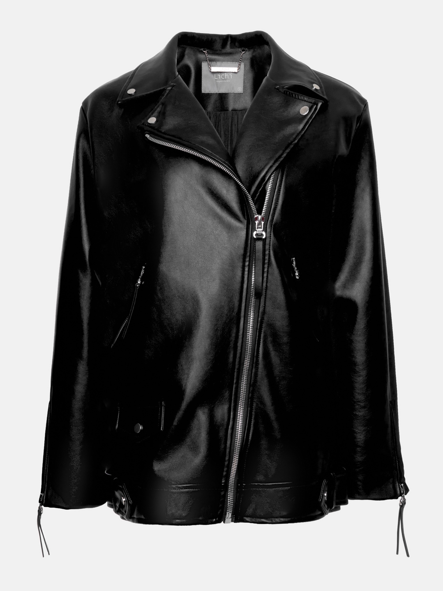 Oversized vegan-leather biker jacket