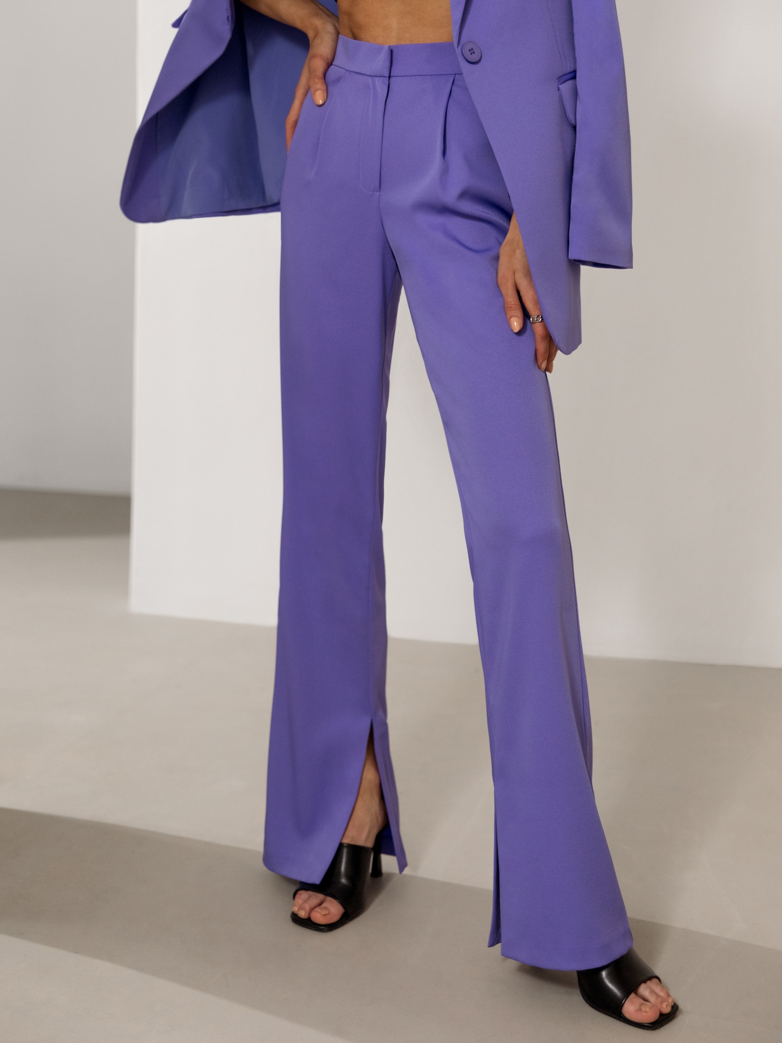 Belted Pleated Straight-Leg Pants in Purple - Retro, Indie and Unique  Fashion