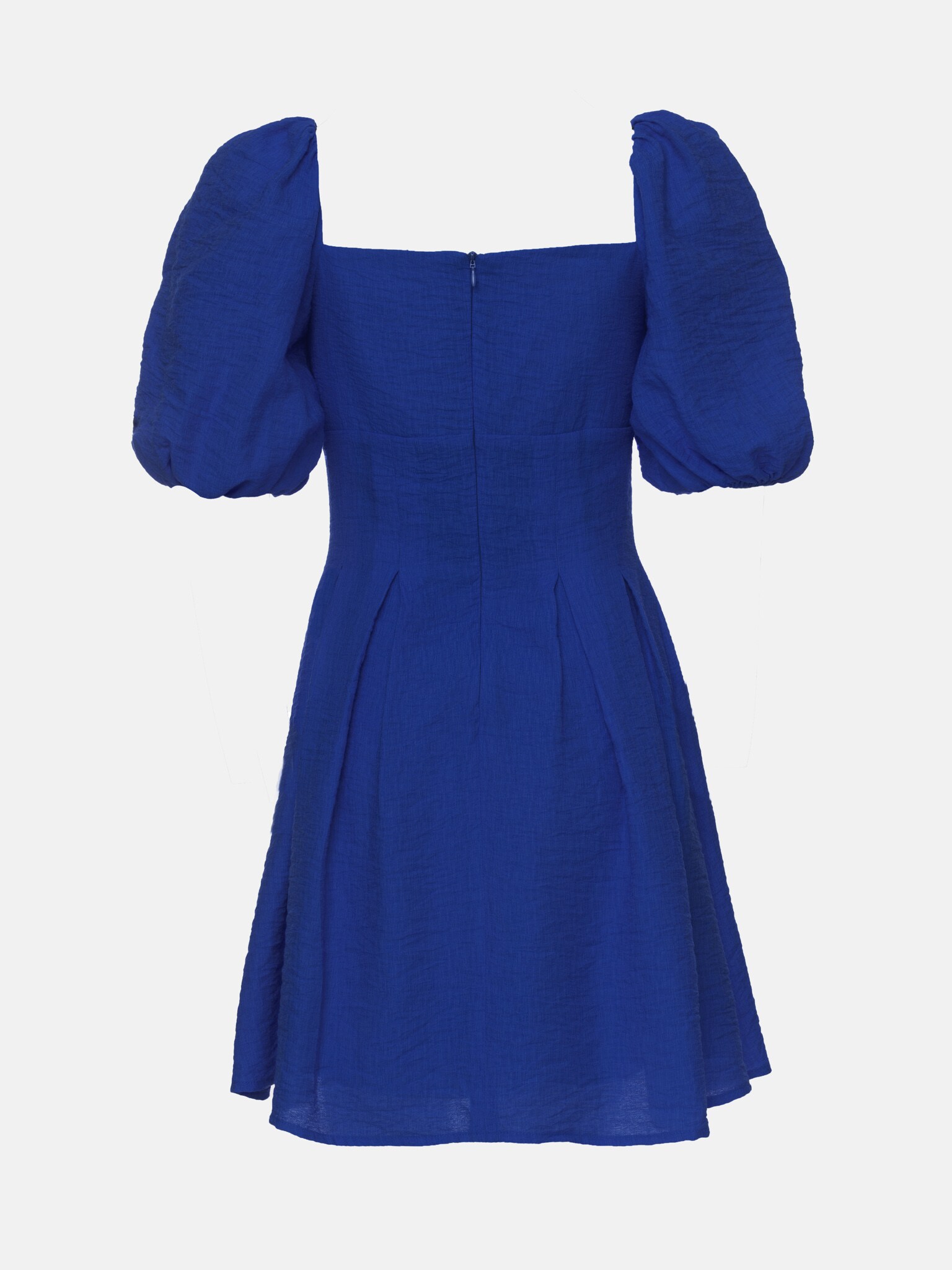 Lantern-sleeve slim-waist mini dress