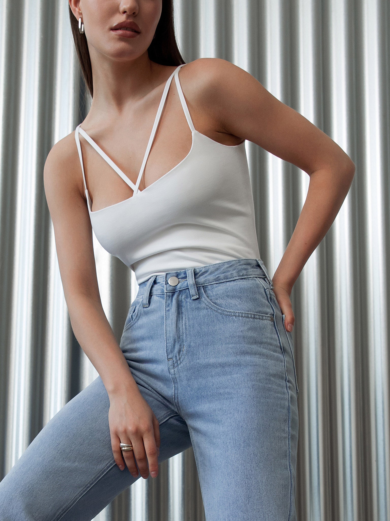 Double-strap jersey top