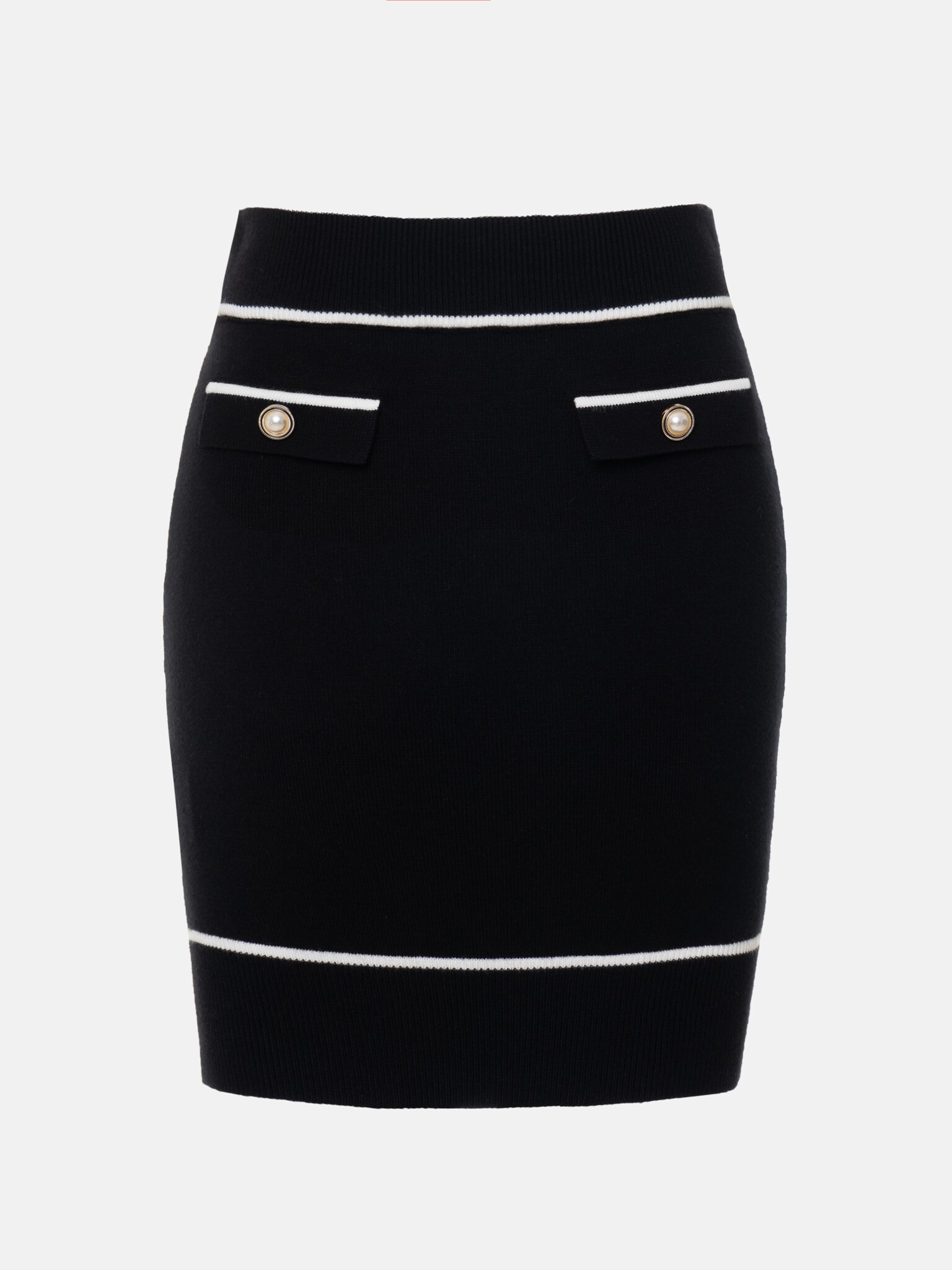 Pearl-button jersey mini skirt