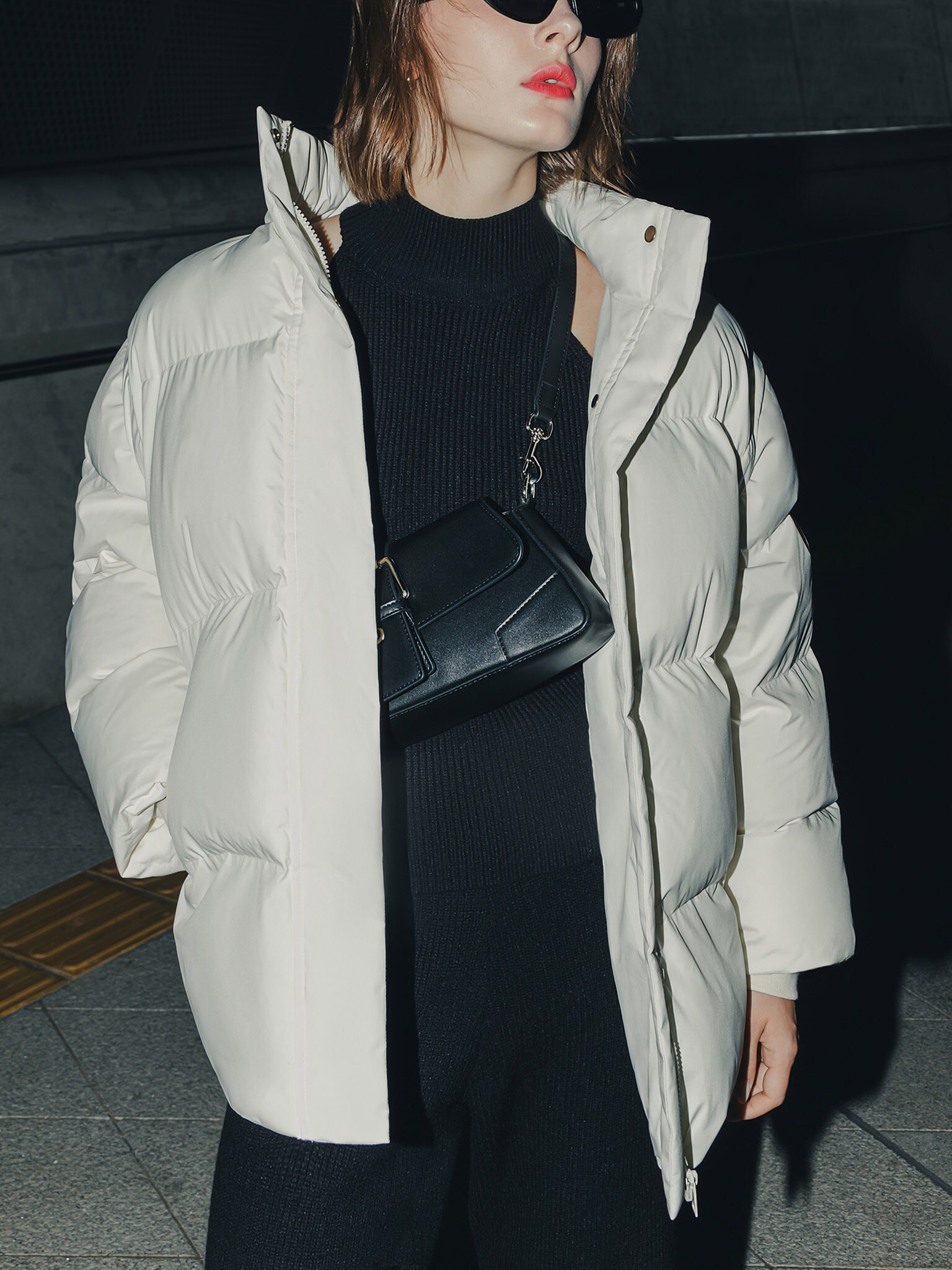 Off white puffer coat detachable sleeves Clearance