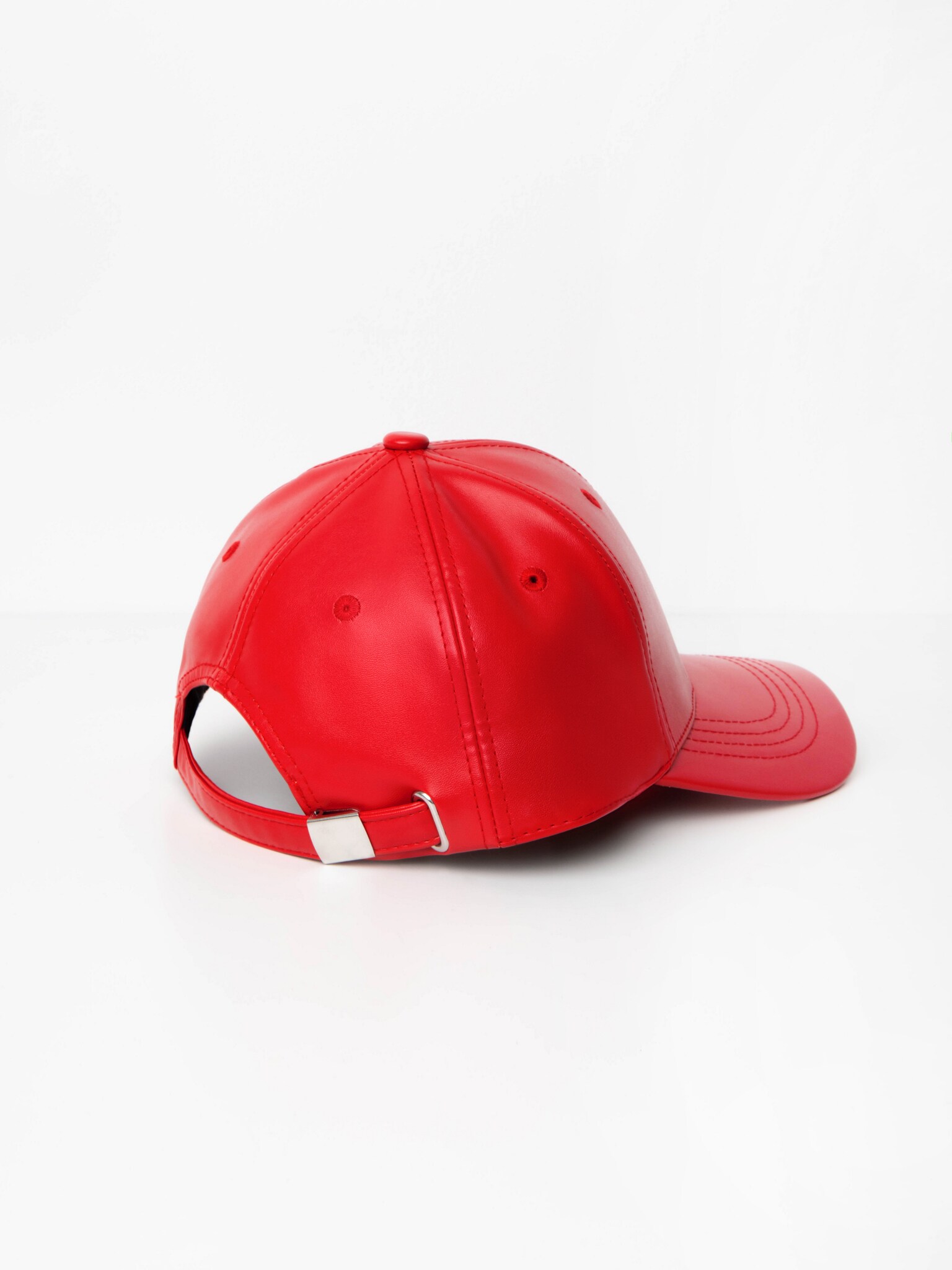 Red leather cheap baseball cap