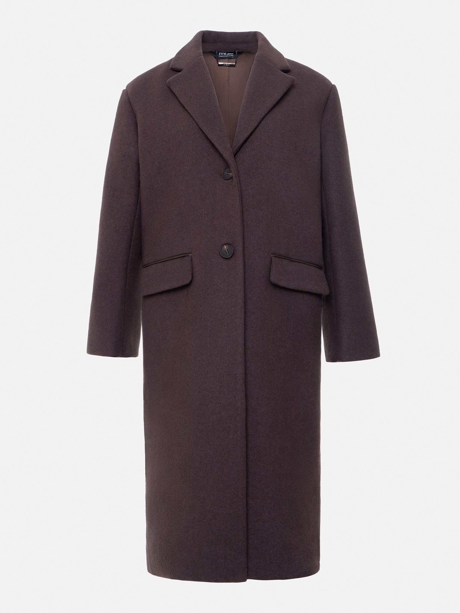 Loose-fit buttoned midi wool coat :: LICHI - Online fashion store