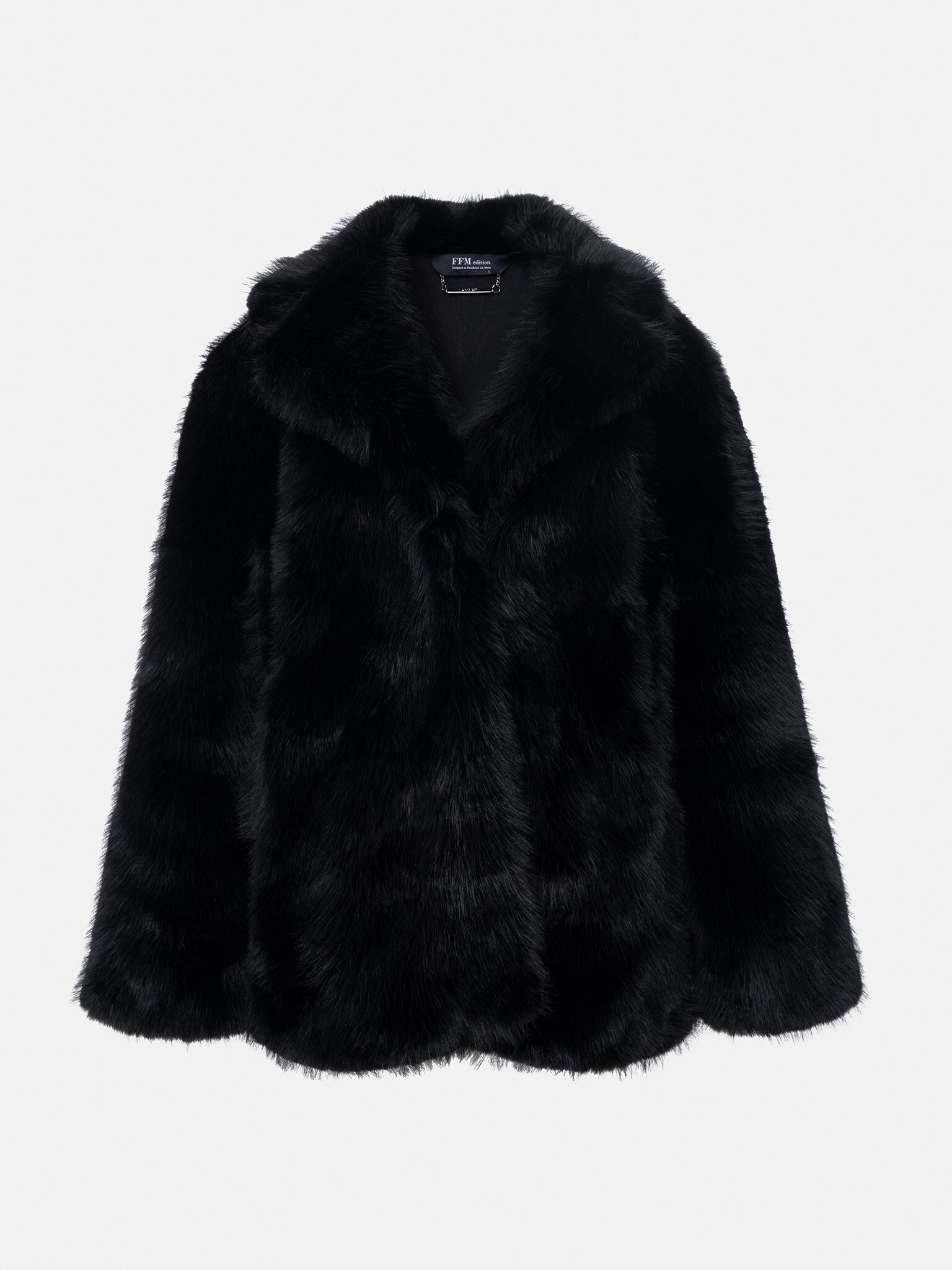 Short straight faux-fur coat