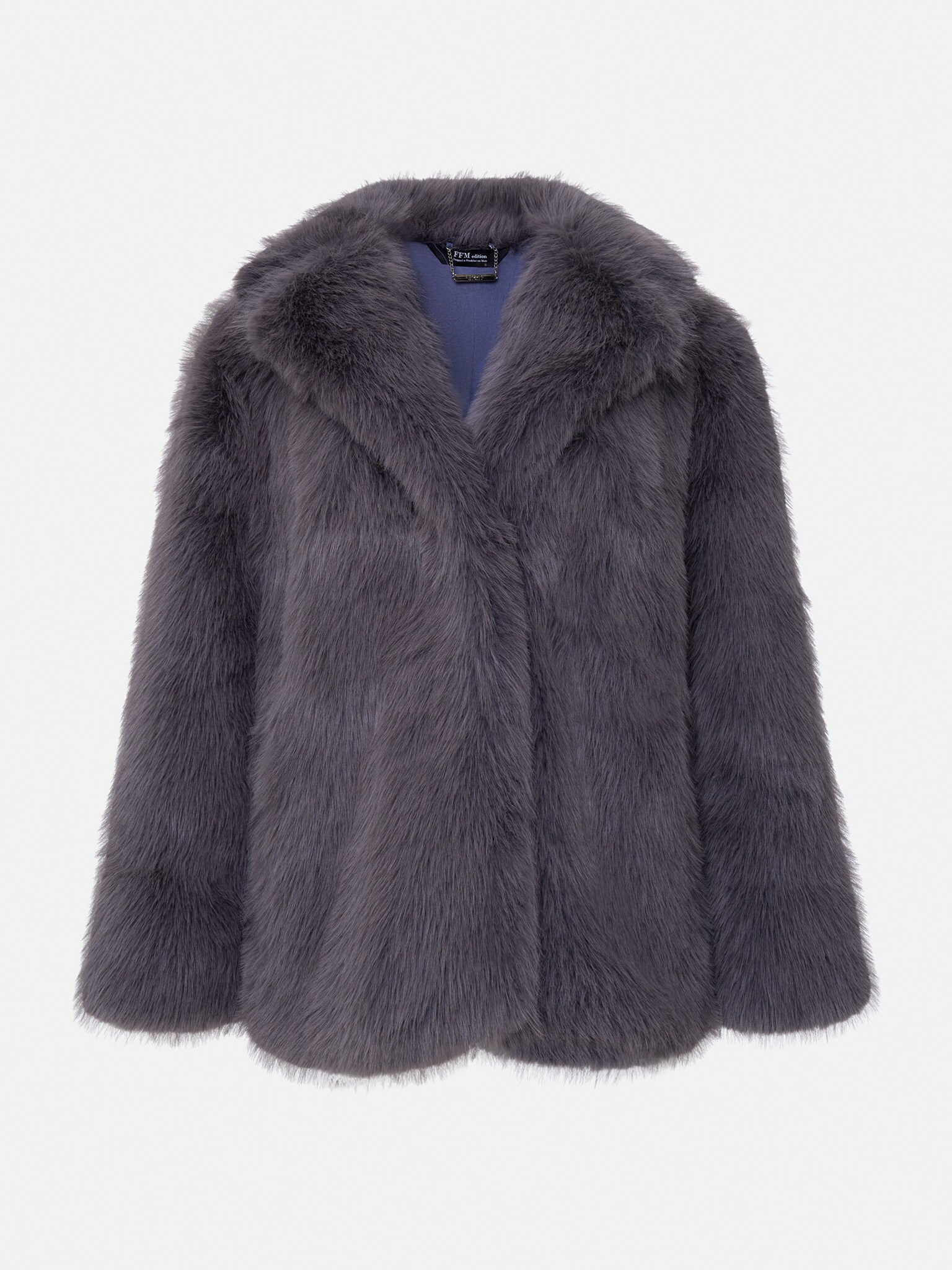 Double-breasted belted faux-fur coat :: LICHI - Online fashion store