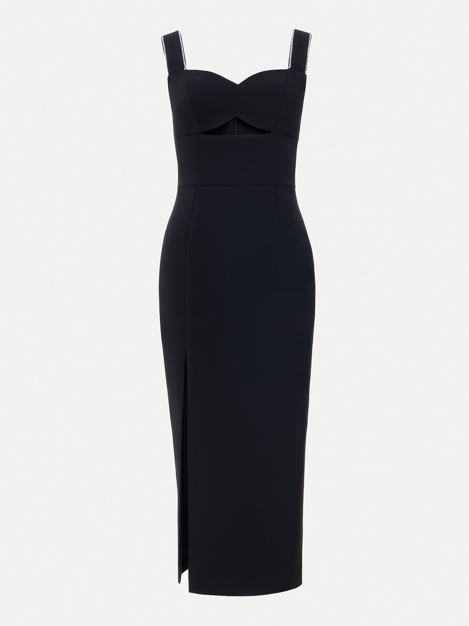 Rhinestone-embellished wide-strap slim-waist midi dress :: LICHI ...