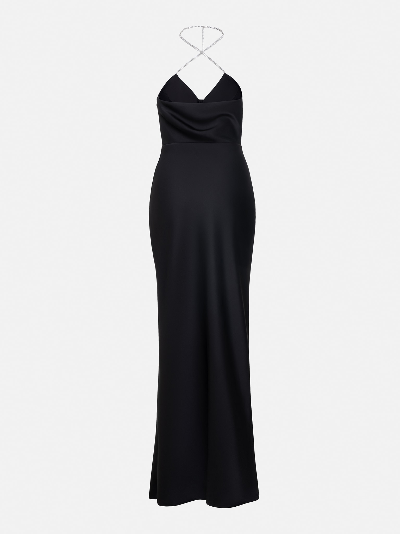Rhinestone-strap draped maxi dress :: LICHI - Online fashion store