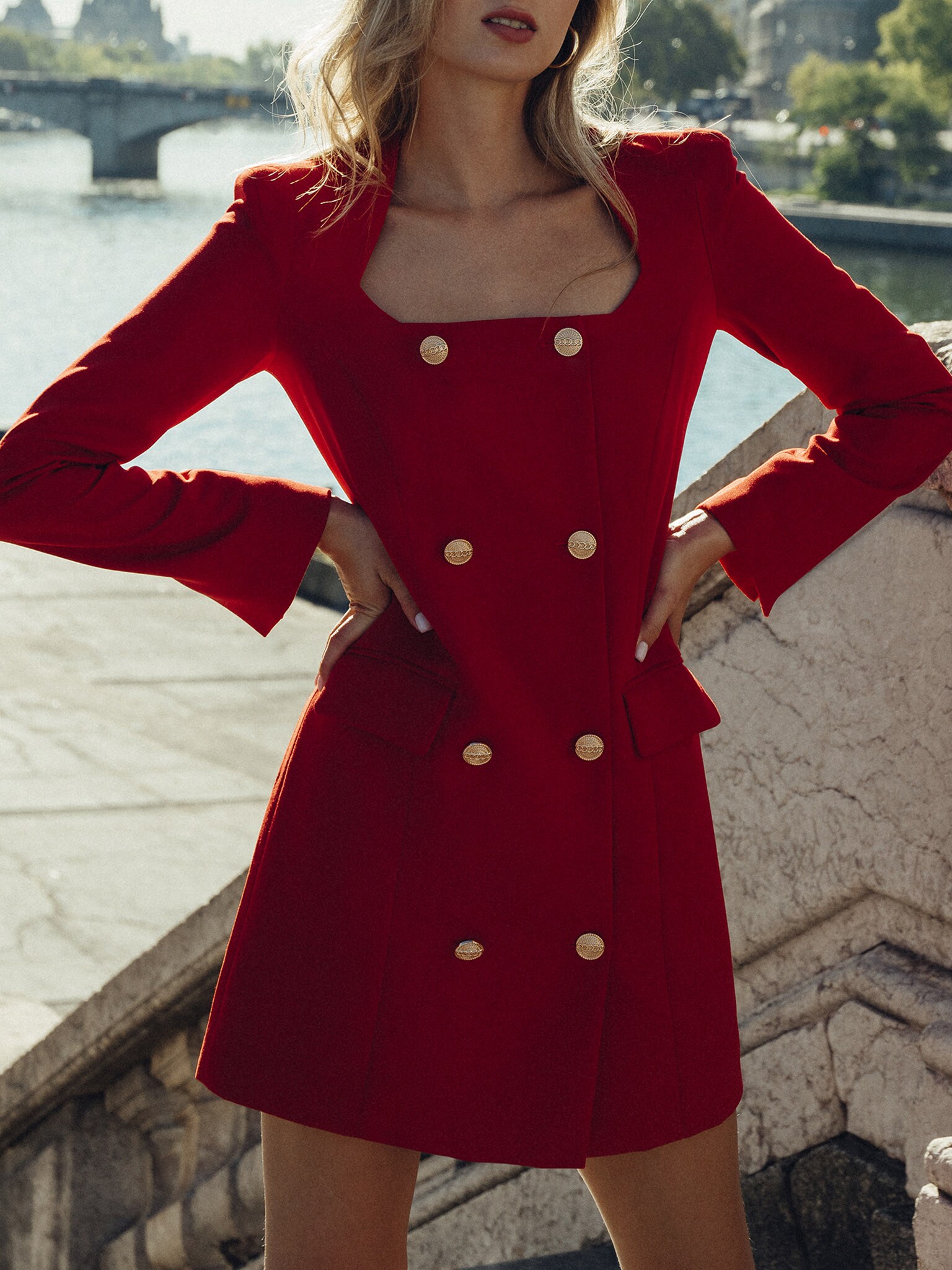 Slim waist Gold button Blazer Dress LICHI Online Fashion Store slim-waist-gold-button-blazer-dress-lichi-online-fashion-store