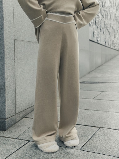 Shop beige Fashion Knit Pant Online 