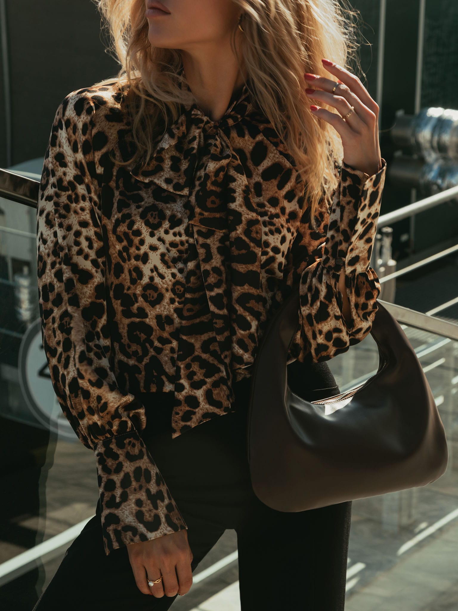 Прямая блуза с леопардовым принтом