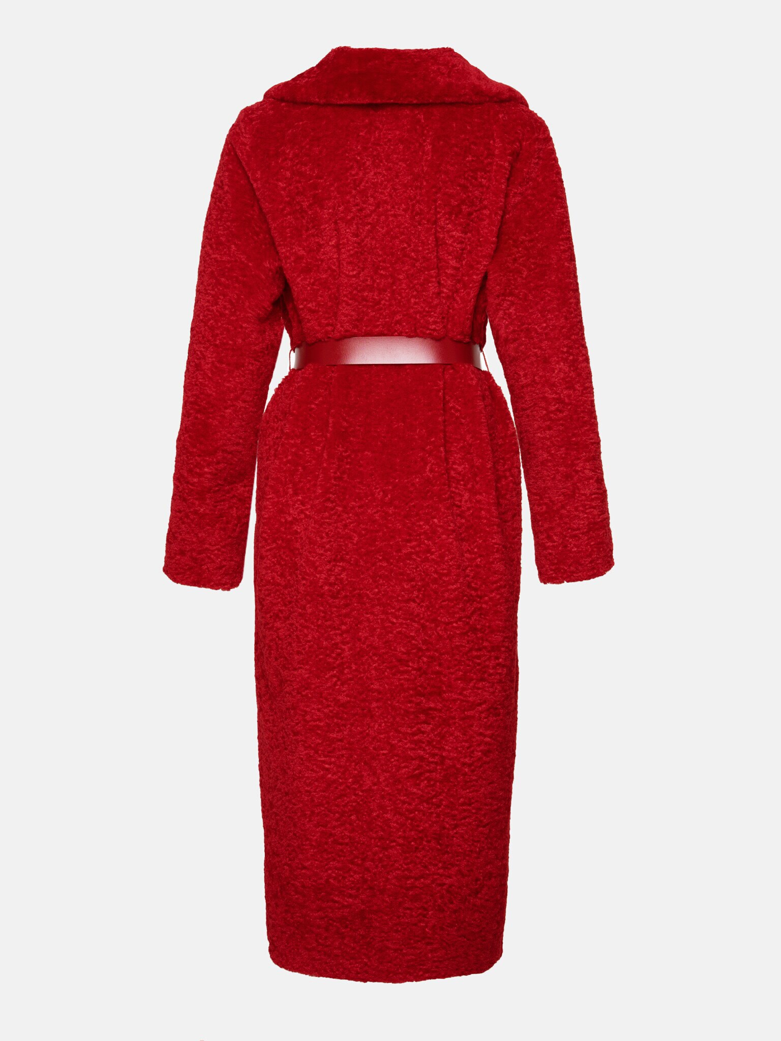 Belted straight faux fur coat lichi online fashion store