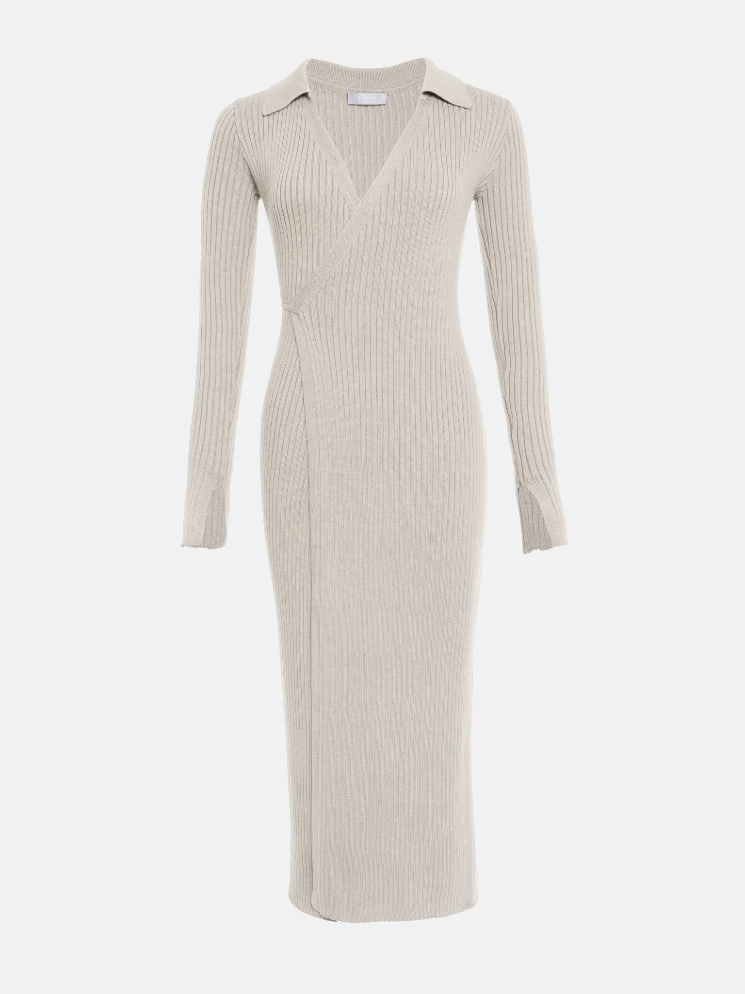 Ribbed Knit Wrap Midi Dress Lichi Online Fashion Store 