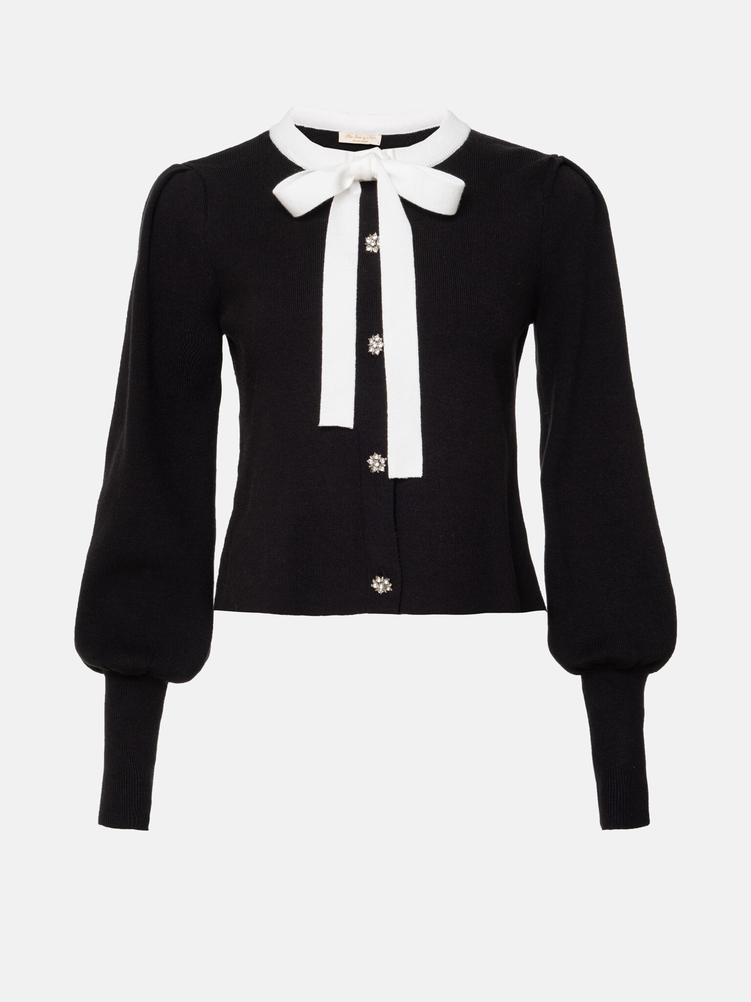 Bow-detailed knitted cardigan :: LICHI - Online fashion store