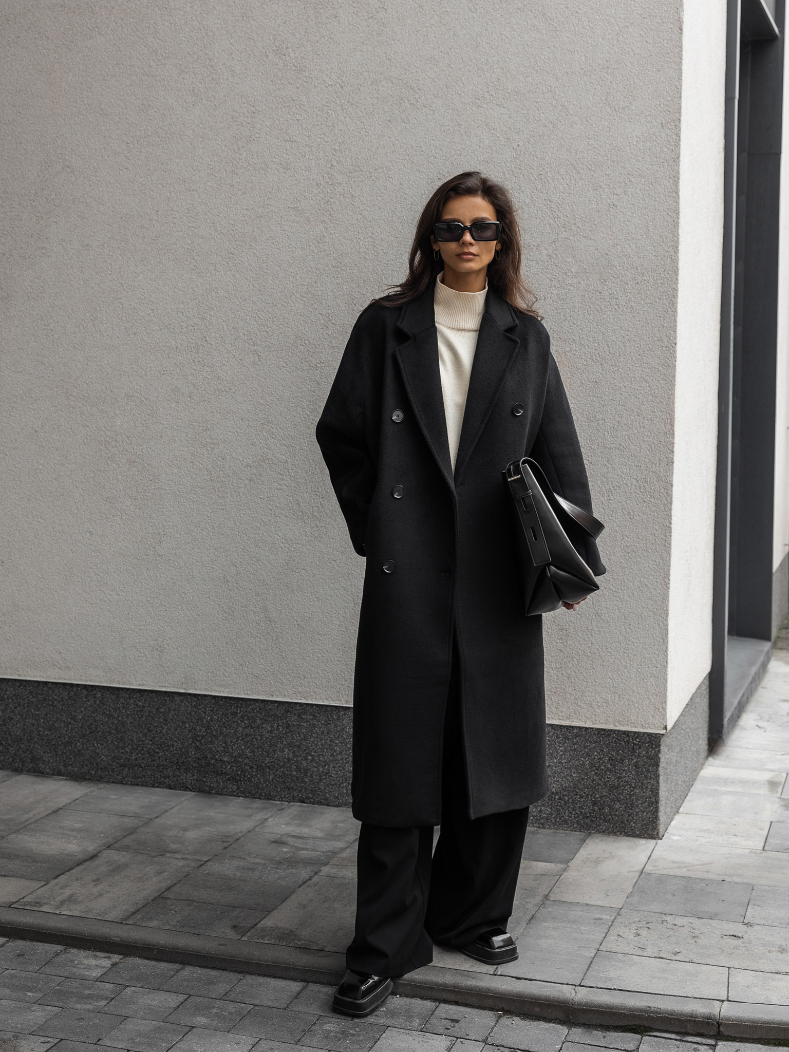 Double-breasted midi wool coat :: LICHI - Online fashion store