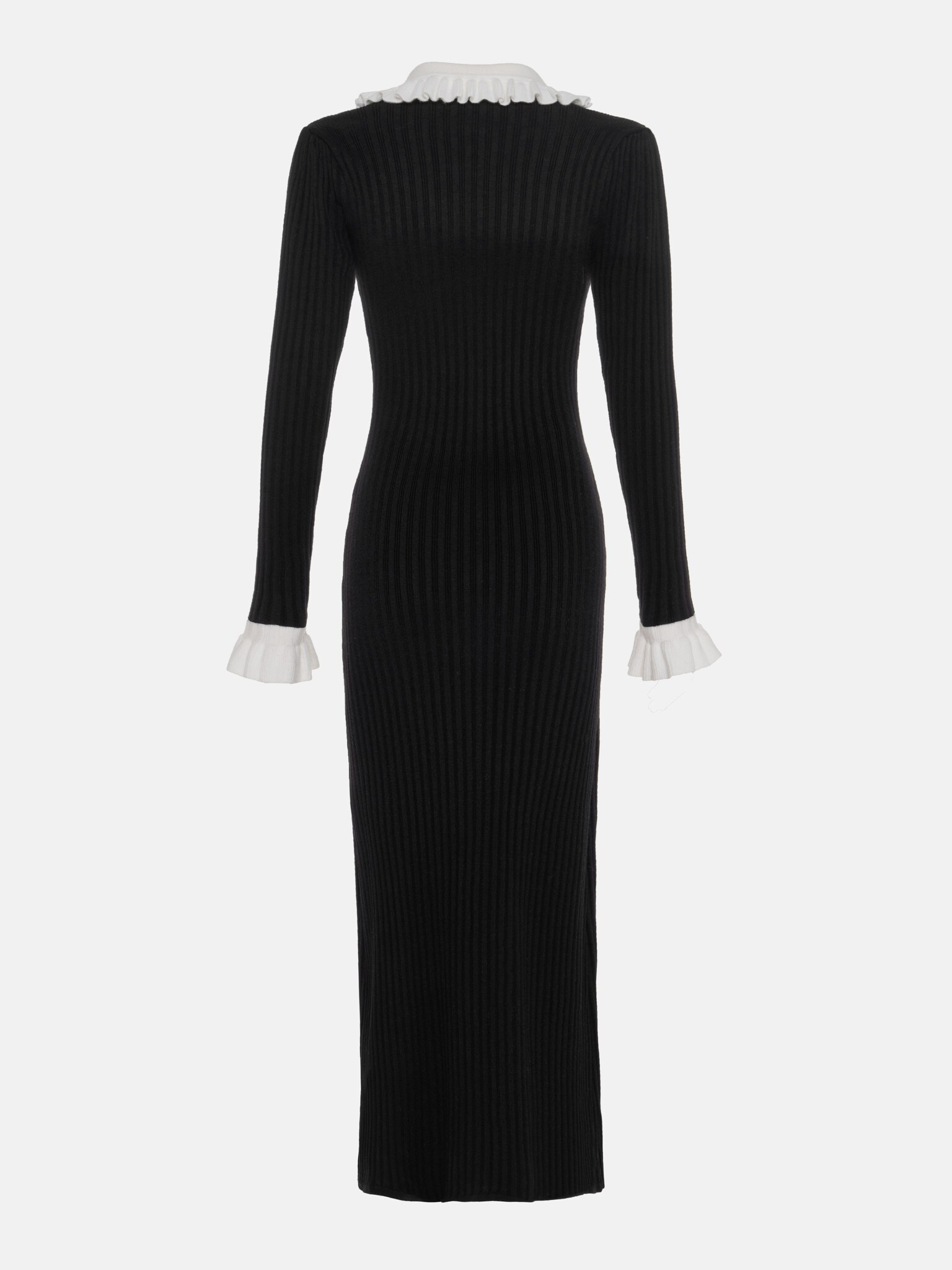 Jersey midi dress with contrast collar and cuffs