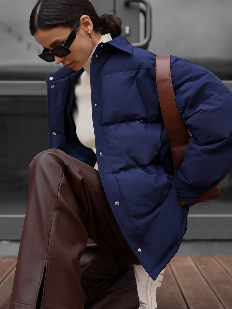 Quilted collared down jacket LICHI Online fashion store