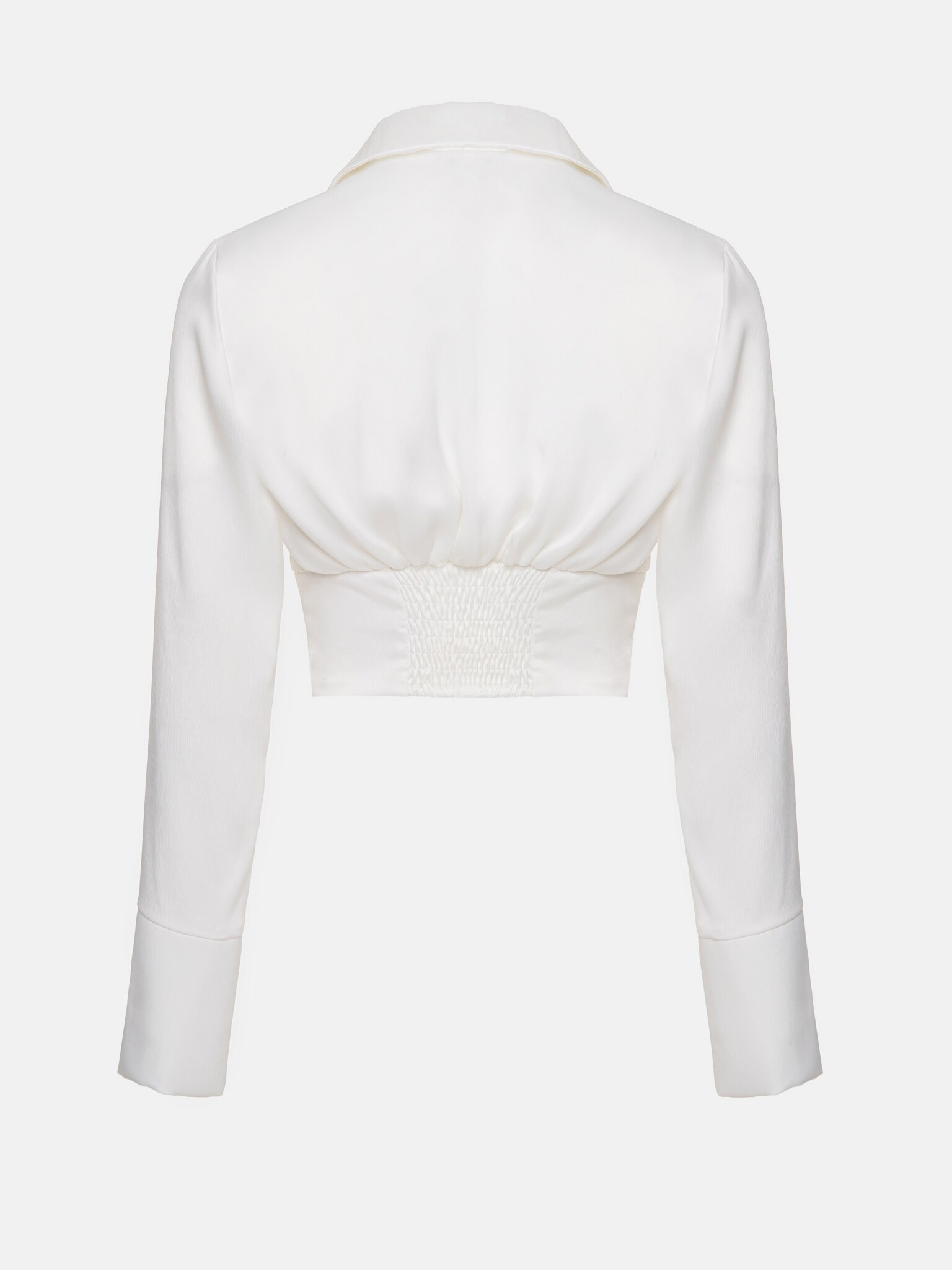 Collared cropped satin blouse