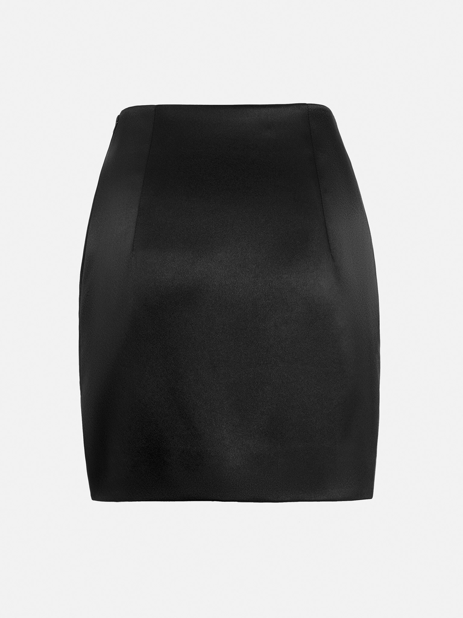 Asymmetric satin mini skirt