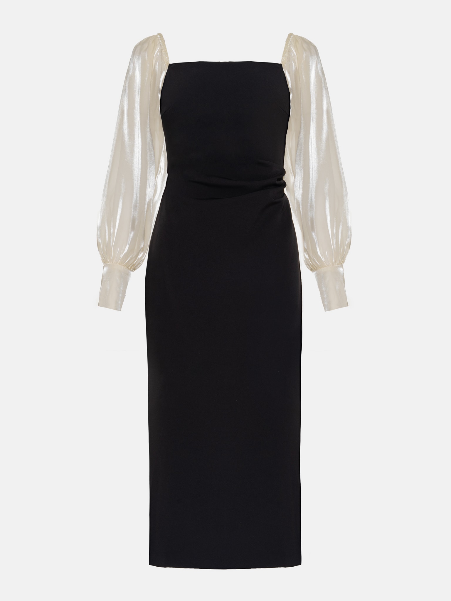 Sheer-sleeve bodycon midi dress :: LICHI - Online fashion store