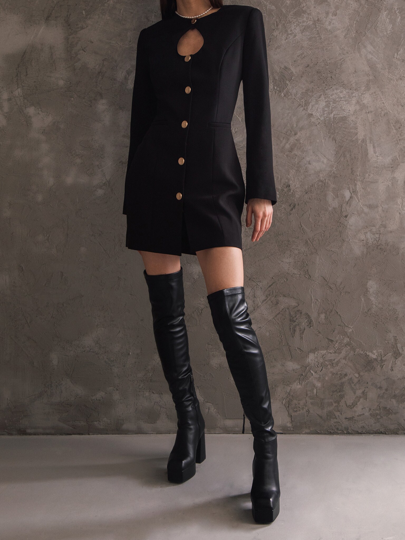 Blazer dress and 2024 thigh high boots