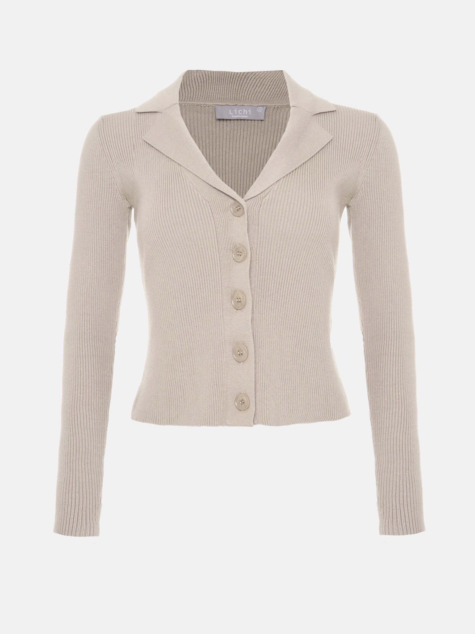 Lapel ribbed-jersey cardigan :: LICHI - Online fashion store