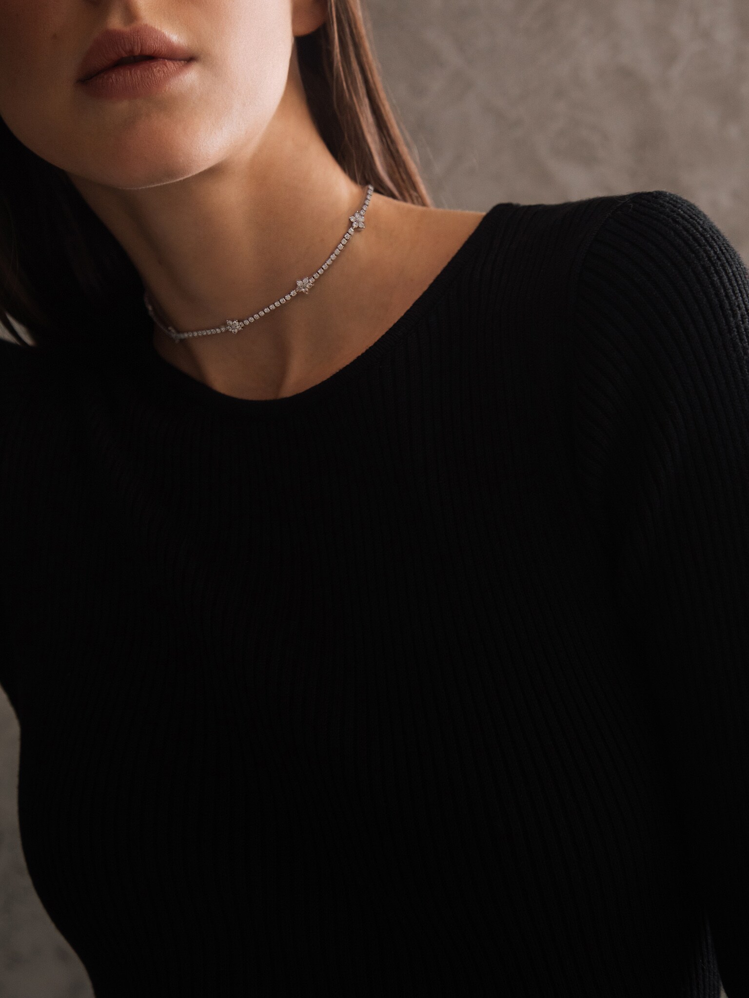 hoek Tijd Pence LICHI - Online fashion store :: Rhinestone-flower choker necklace