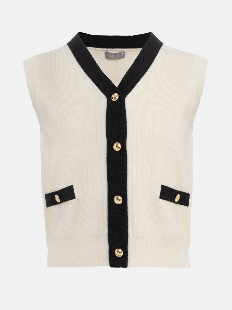 Oversized knitted vest with contrast details :: LICHI - Online fashion store