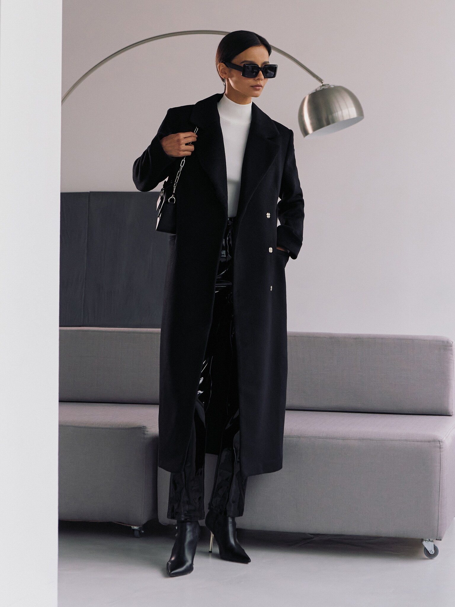 Straight midi wool coat :: LICHI - Online fashion store