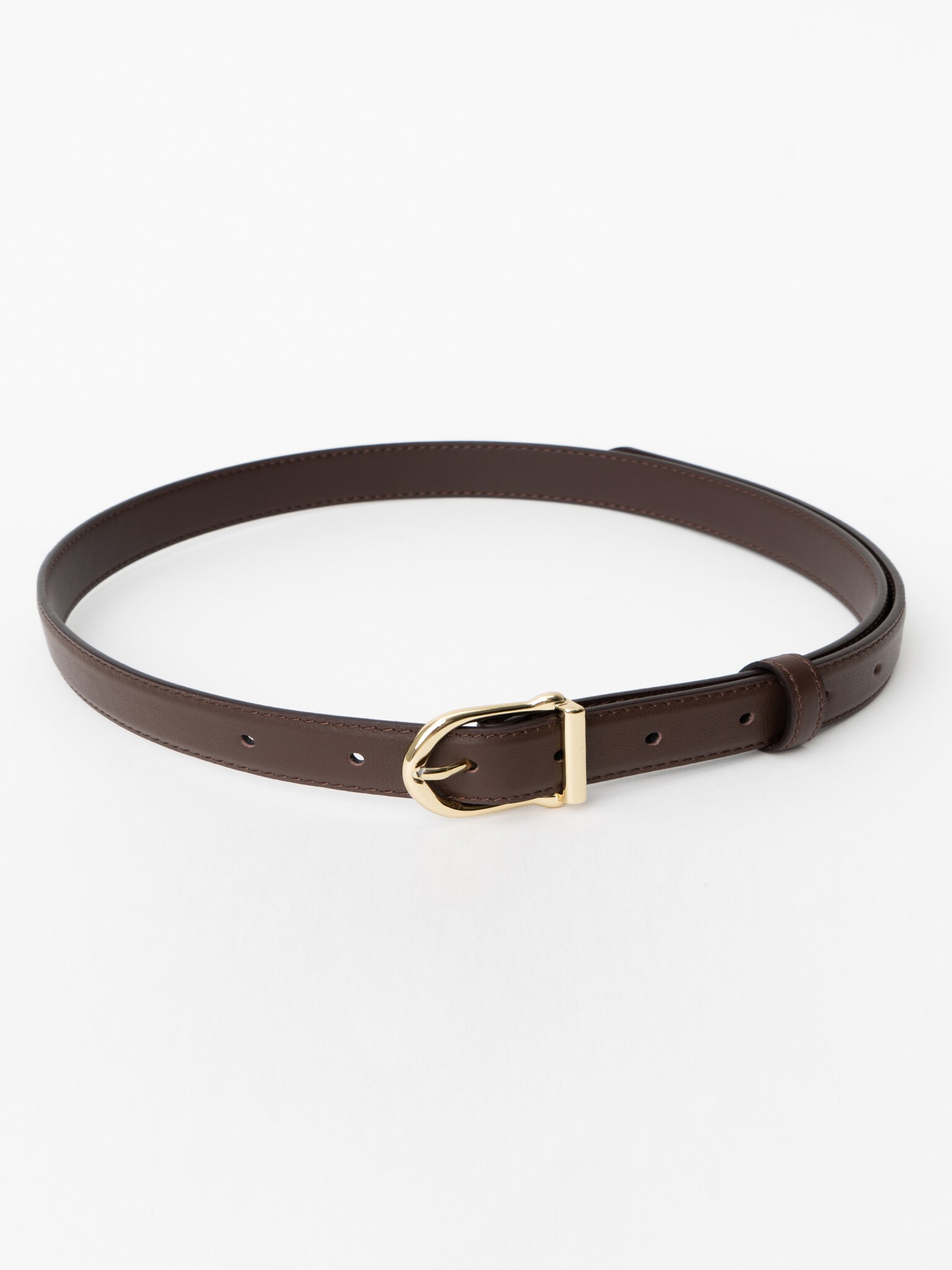 Ovalbuckle leather belt LICHI Online fashion store