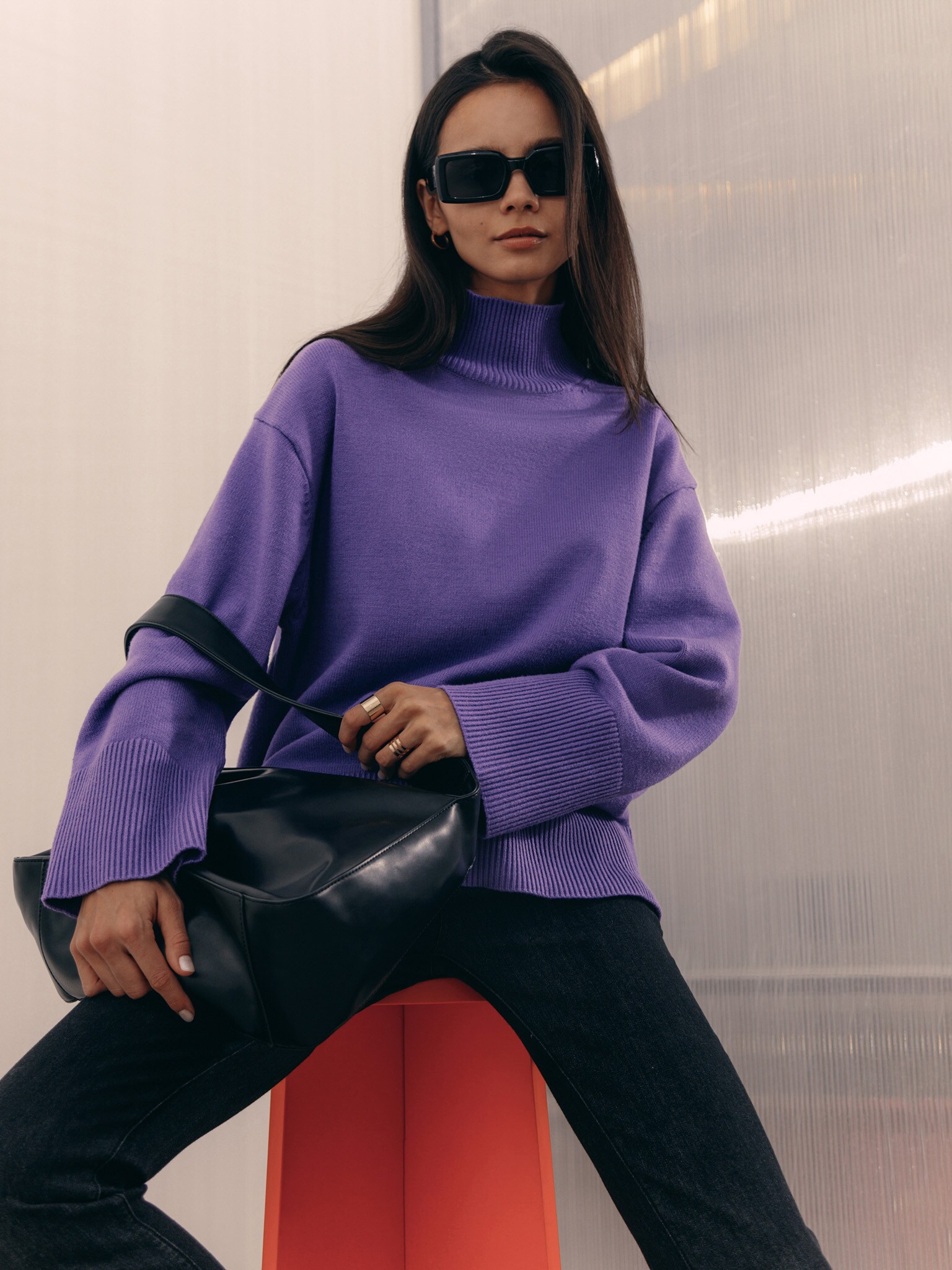  Other Stories mock neck sweater in lilac