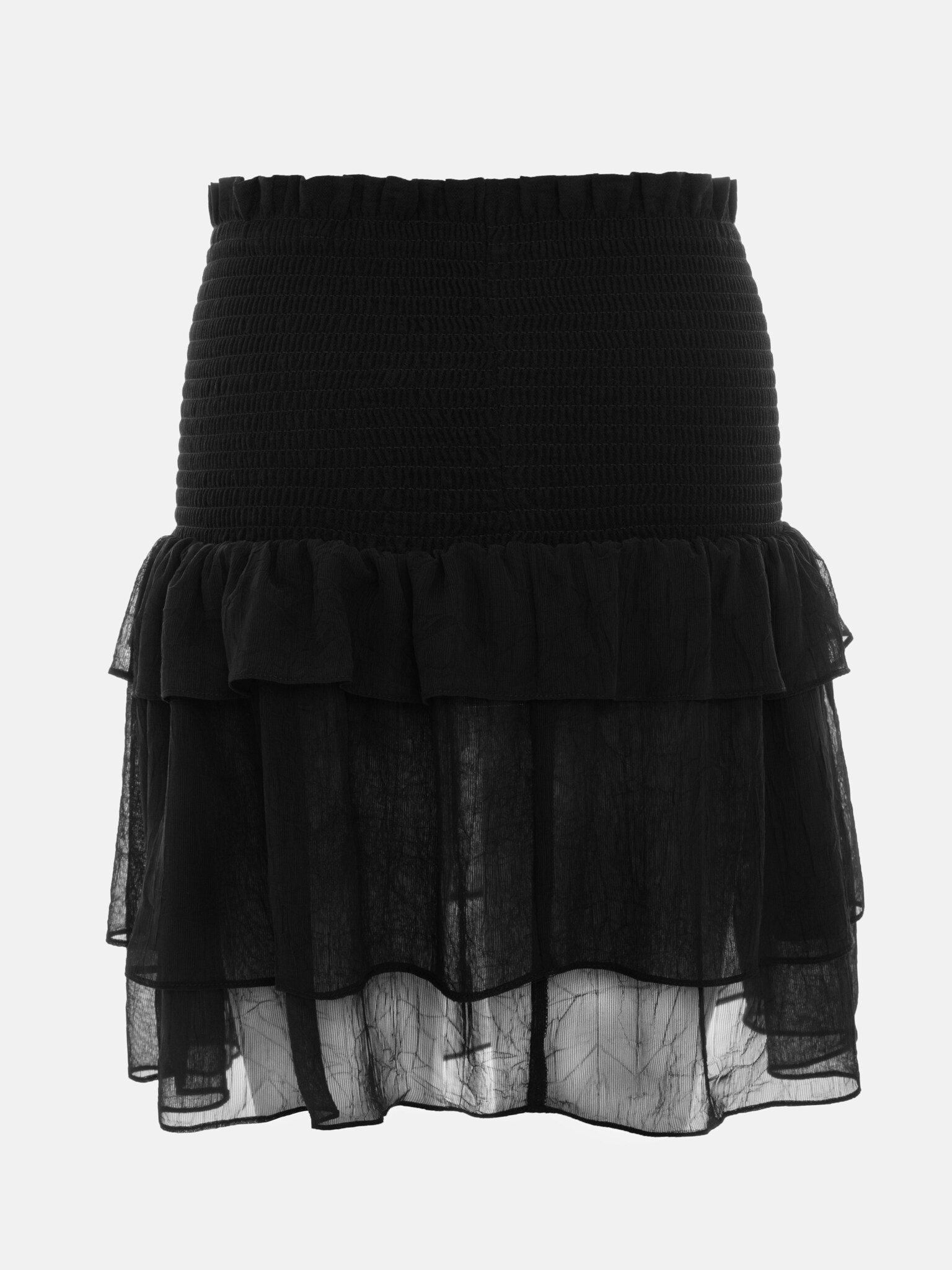 Ruffled shirred mini skirt