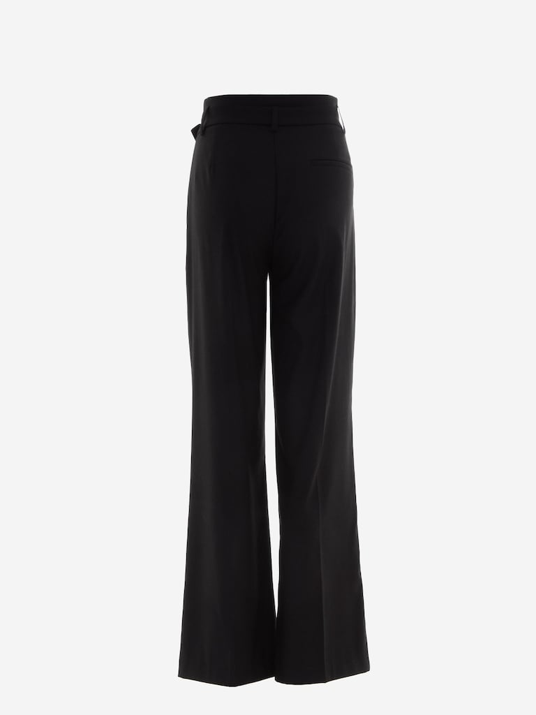 Wide-leg pants with vegan-leather belt :: LICHI - Online fashion store