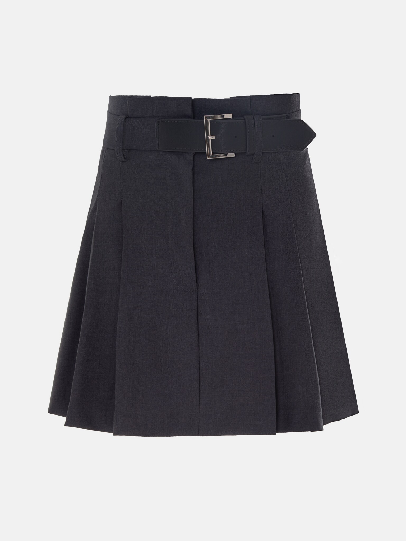Pleated mini skirt with vegan-leather belt :: LICHI - Online fashion store