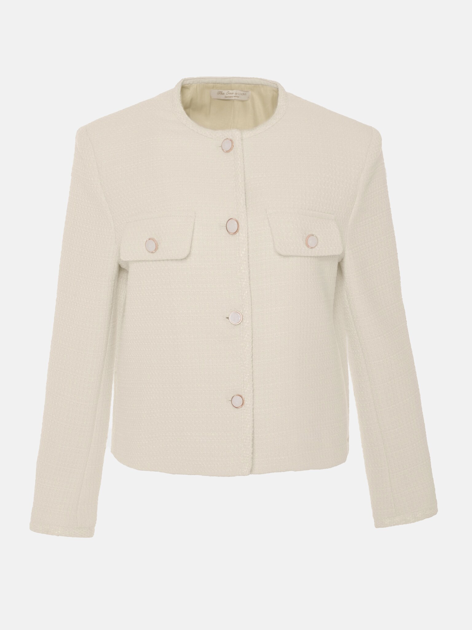 Straight tweed jacket with golden buttons :: LICHI - Online fashion store