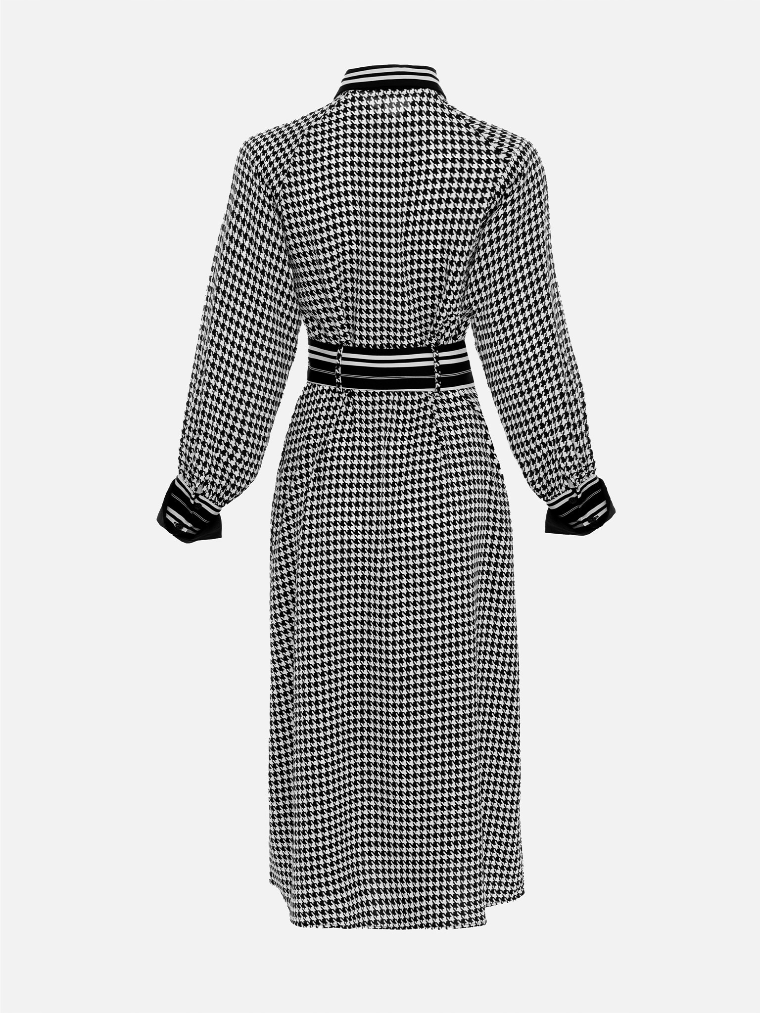 Houndstooth Midi Dress With Sash LICHI Online Fashion Store houndstooth-midi-dress-with-sash-lichi-online-fashion-store