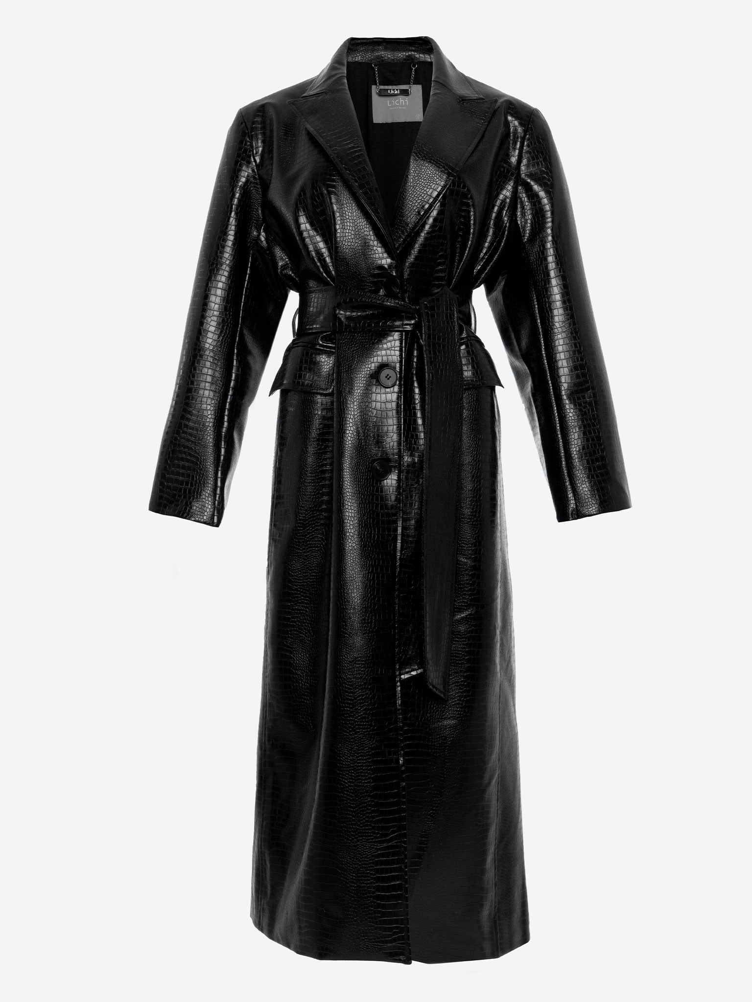 Single-breasted maxi trench from eco-leather :: LICHI - Online fashion ...