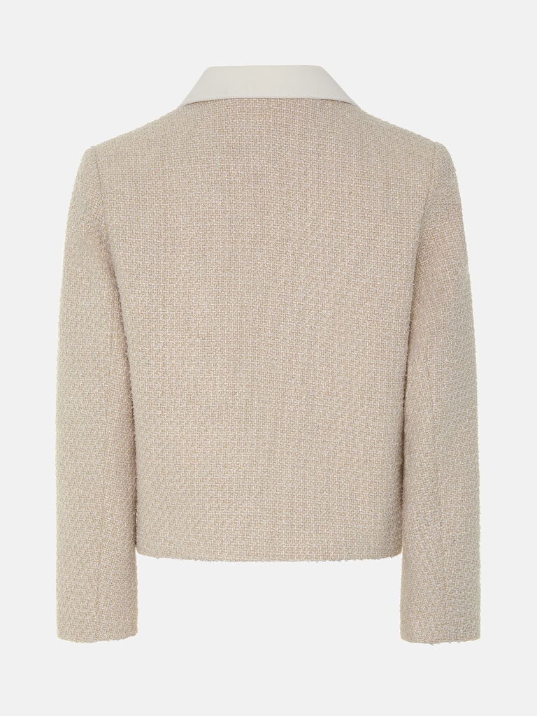 Straight cut tweed jacket with contrasting collar :: LICHI - Online ...
