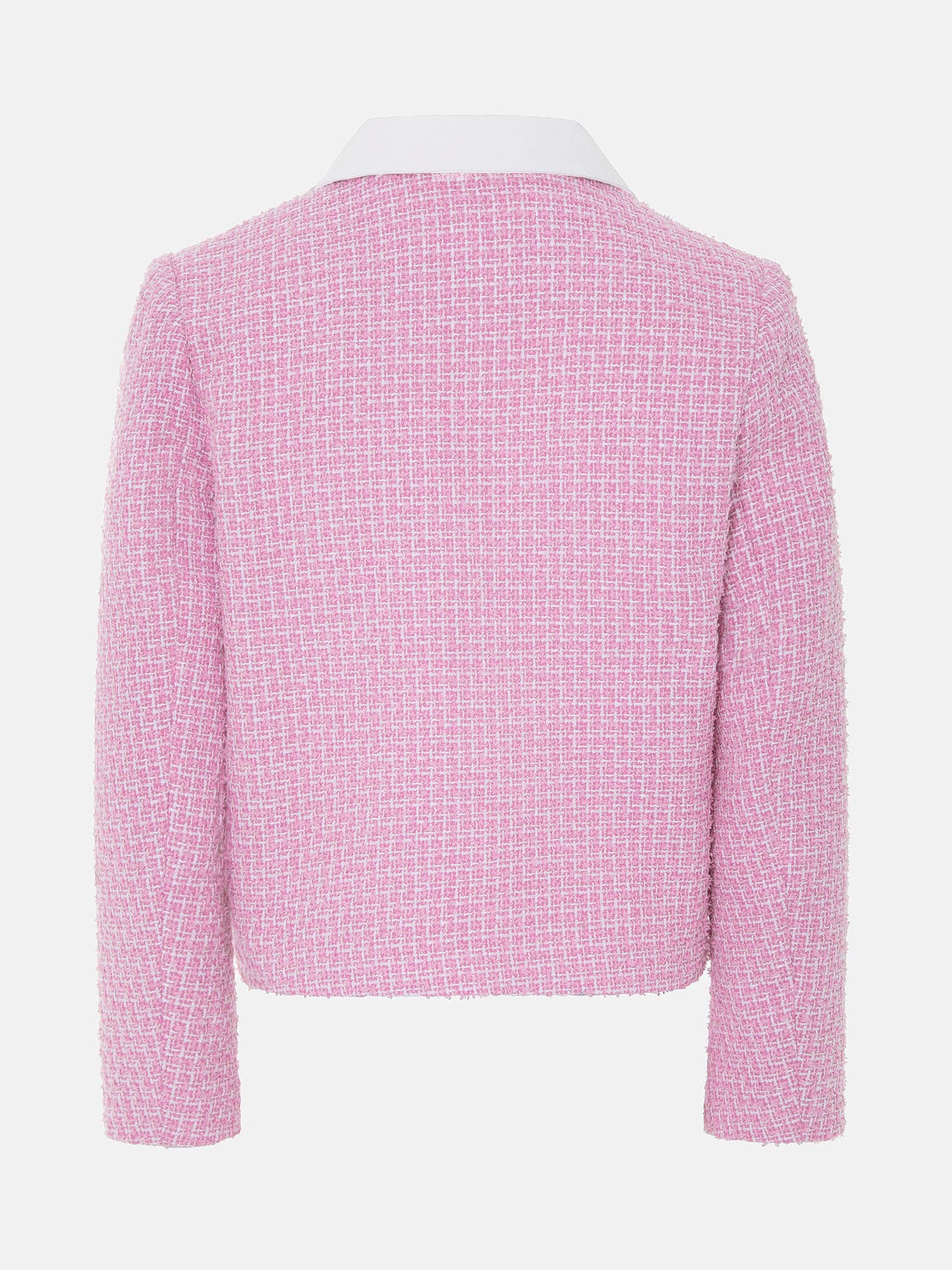 Straight cut tweed jacket with contrasting collar :: LICHI - Online ...
