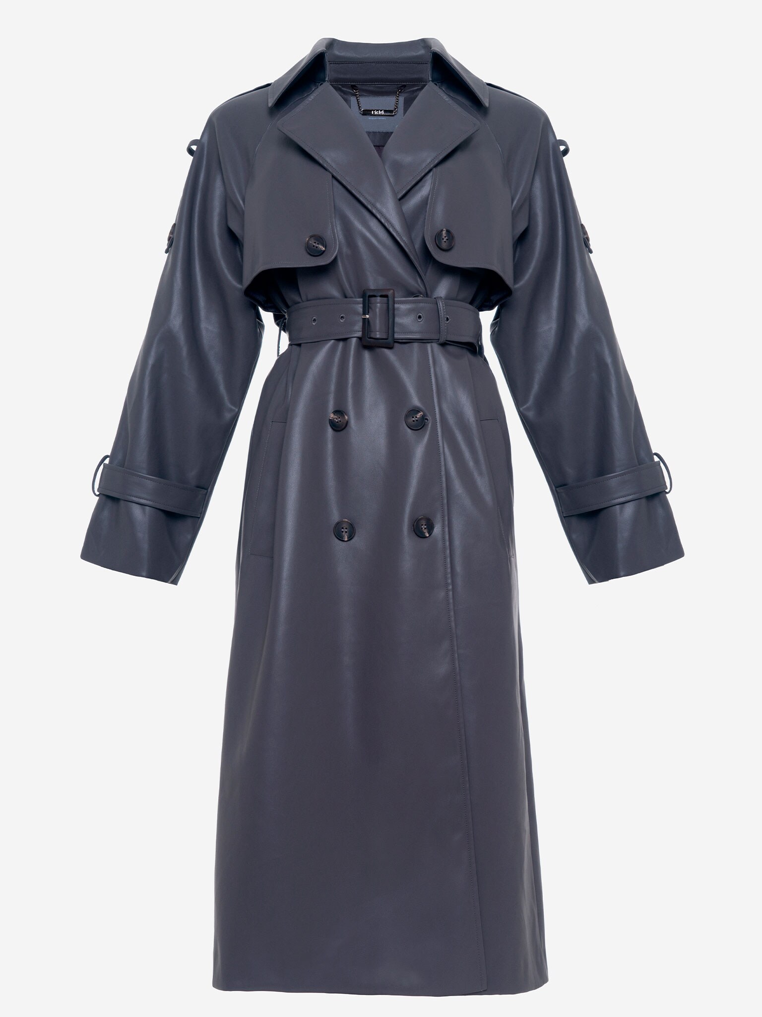 Double-breasted trench coat from eco-leather :: LICHI - Online fashion ...