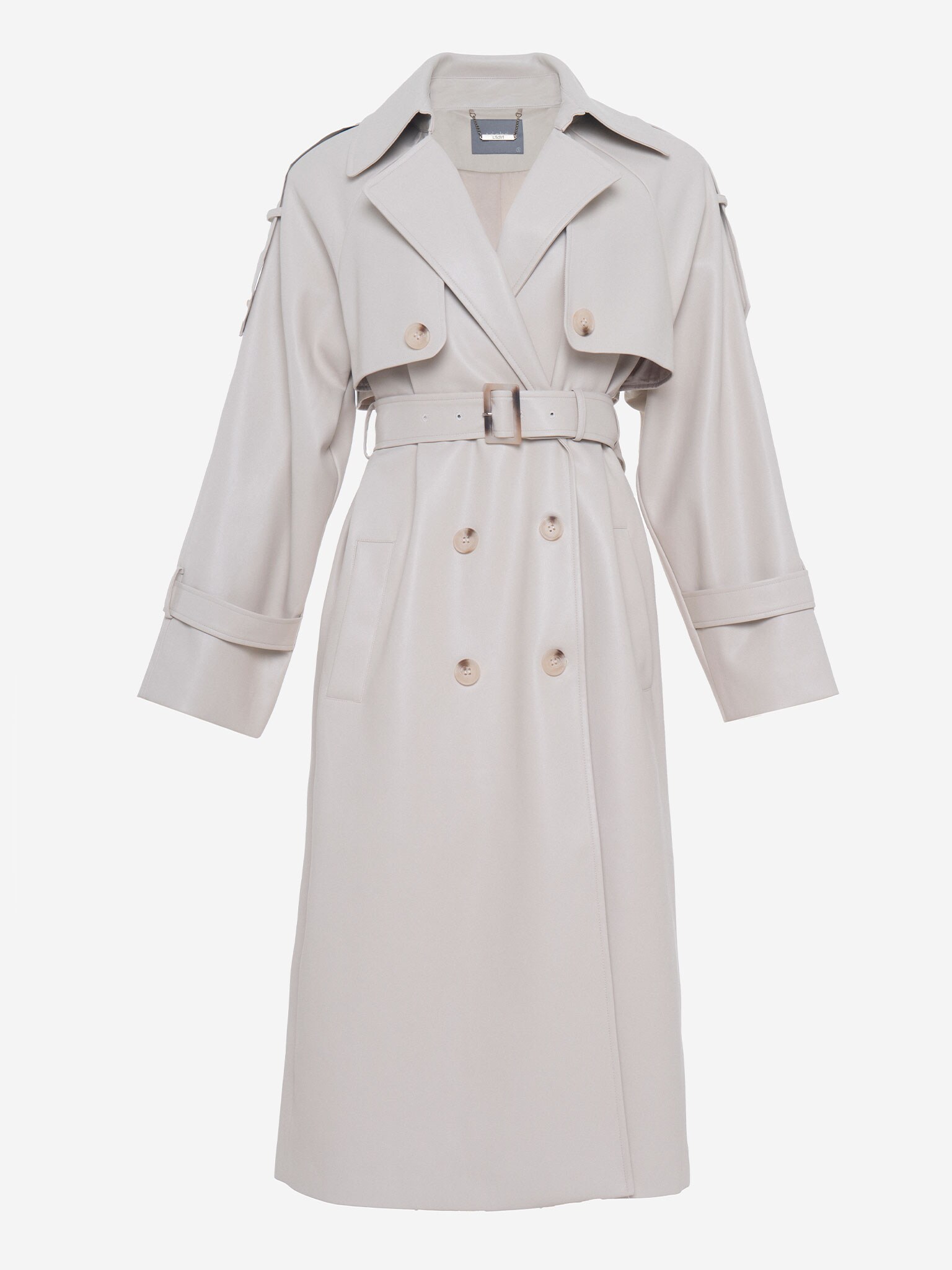 Double-breasted trench coat from eco-leather