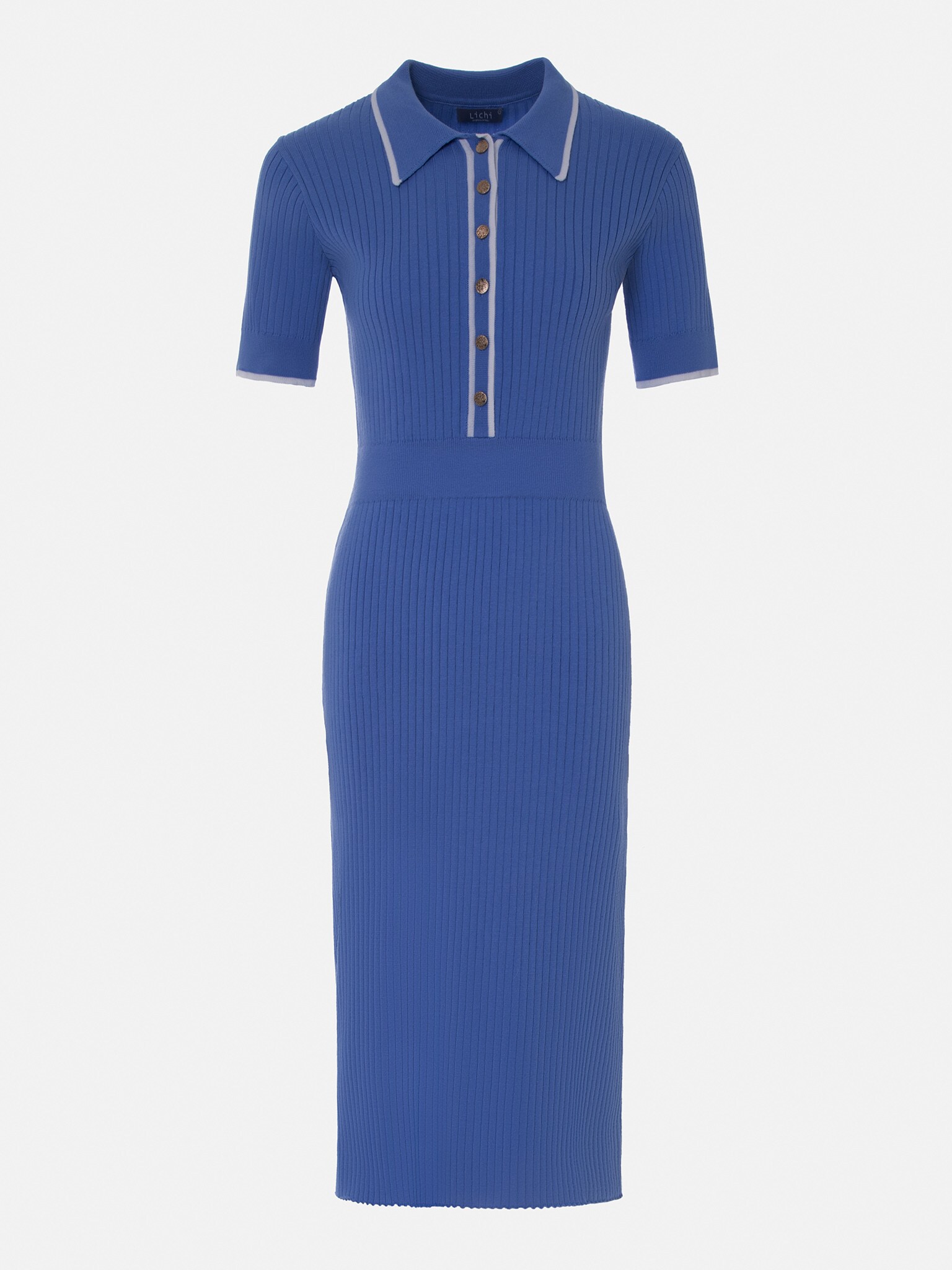 Knitted midi dress with contrasting details :: LICHI - Online fashion store