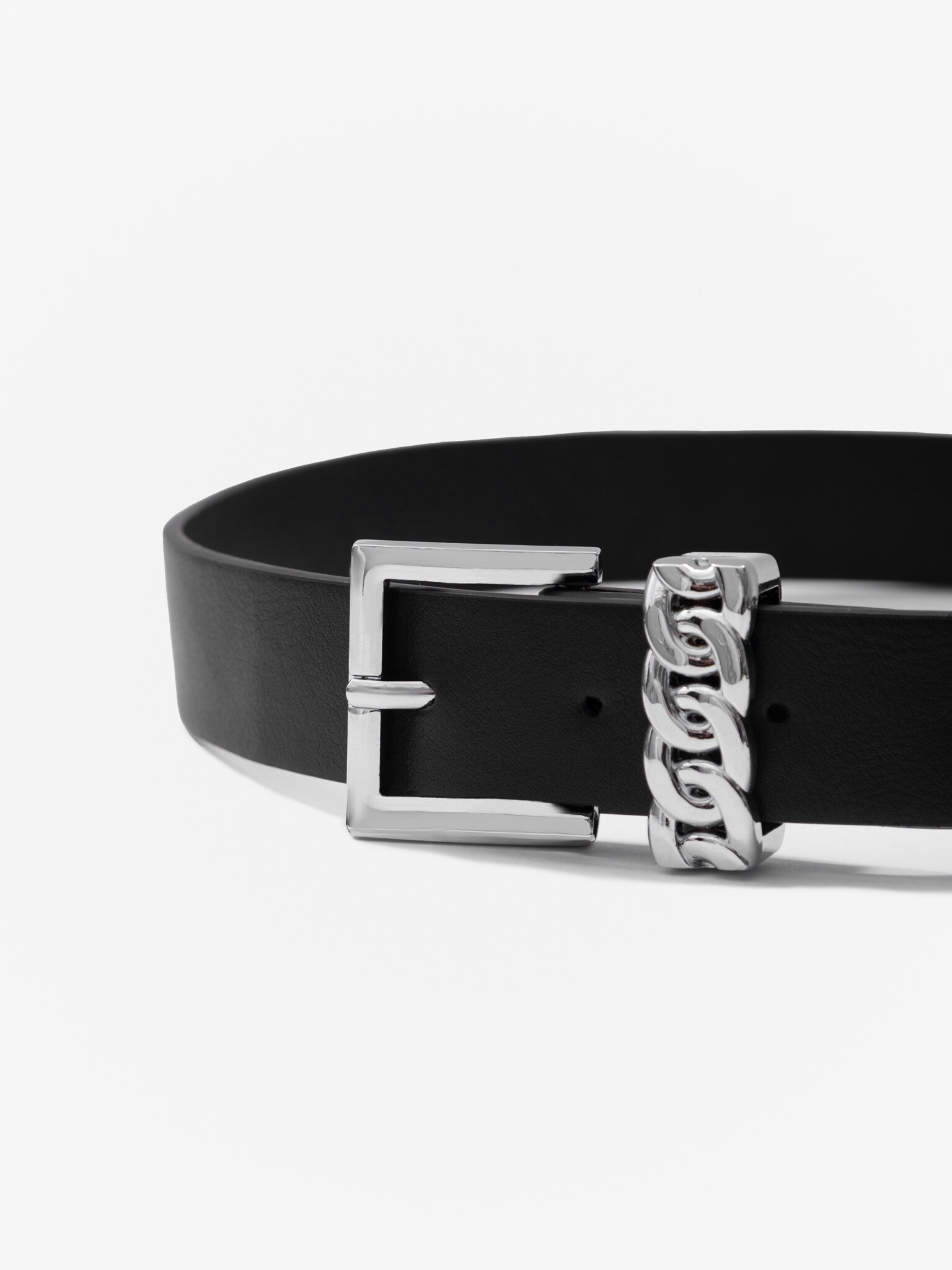 Vegan leather belt with chain belt loop :: LICHI - Online fashion store